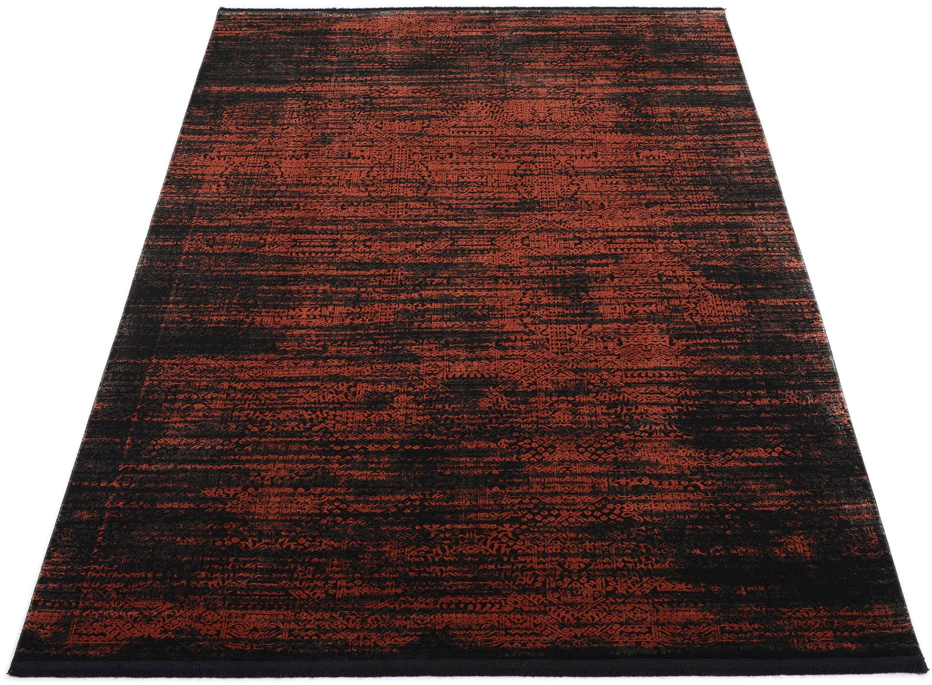 Teppich OCI DIE TEPPICHMARKE "BRILLIANT Art Deco", rosa (kupfer), B:78cm H:8mm L:150cm, Polyester, Teppiche, Teppich, Wohnzimmer 3 D Hoch Tief Optik, weicher Teppich