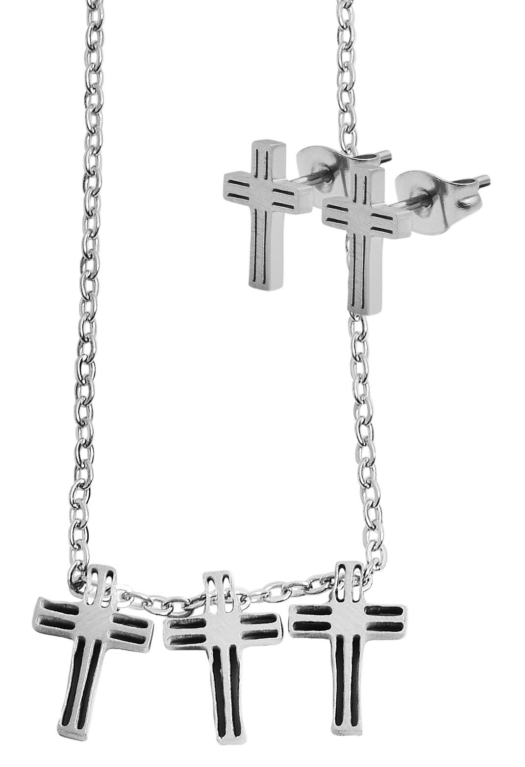 Kette ohne Anhänger ADELIA´S "Damen Halskette – Ankerkette Kreuz aus Edelstahl 43 cm", silber, Halsketten, Damen, 43cm, Edelstahl, Perfekt als Geschenk zum Valentinstag 2