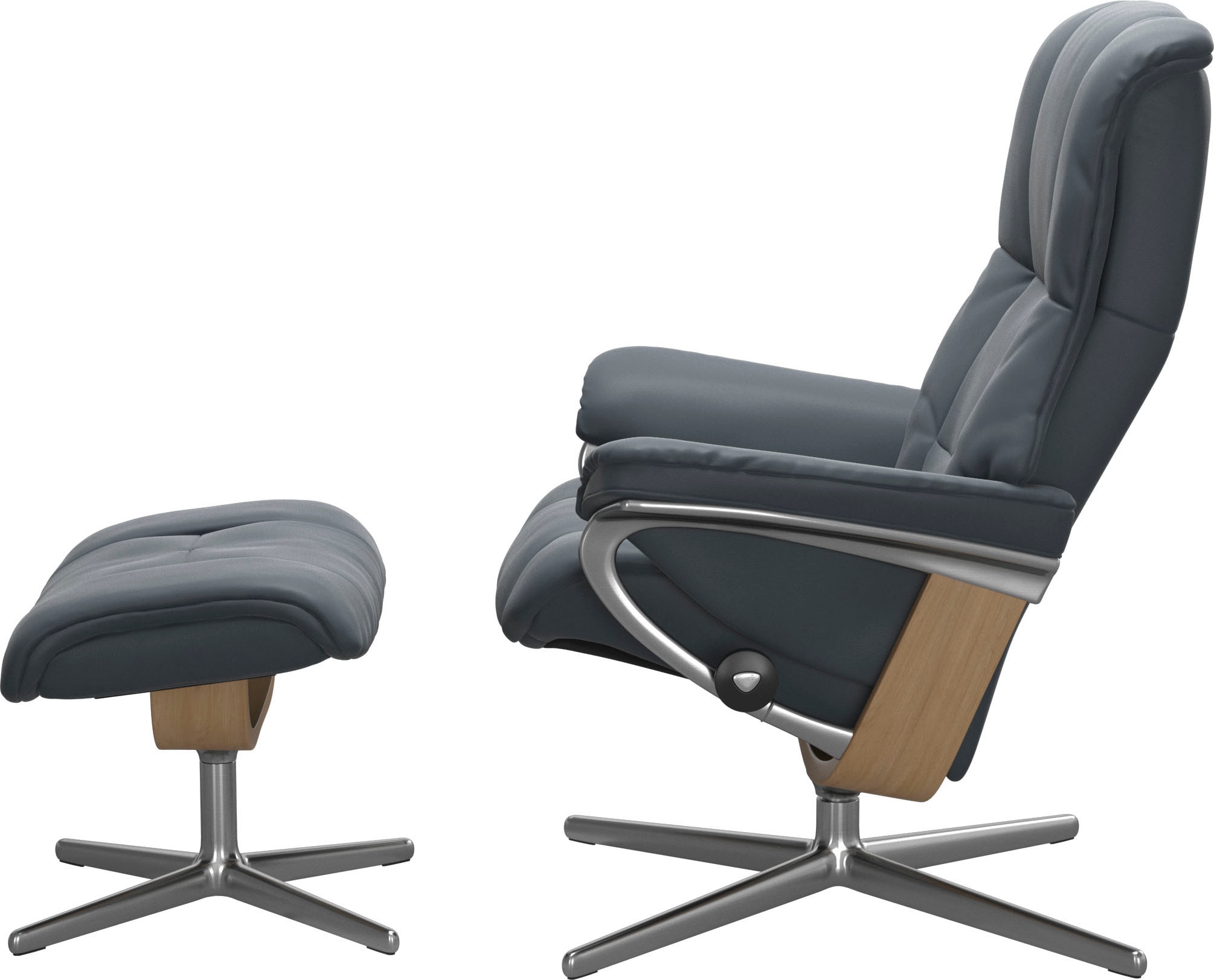 Stressless® Relaxsessel »Mayfair«, (Set, Relaxsessel mit Hocker), mit Hocker, mit Cross Base, Größe S, M & L, Holzakzent Eiche