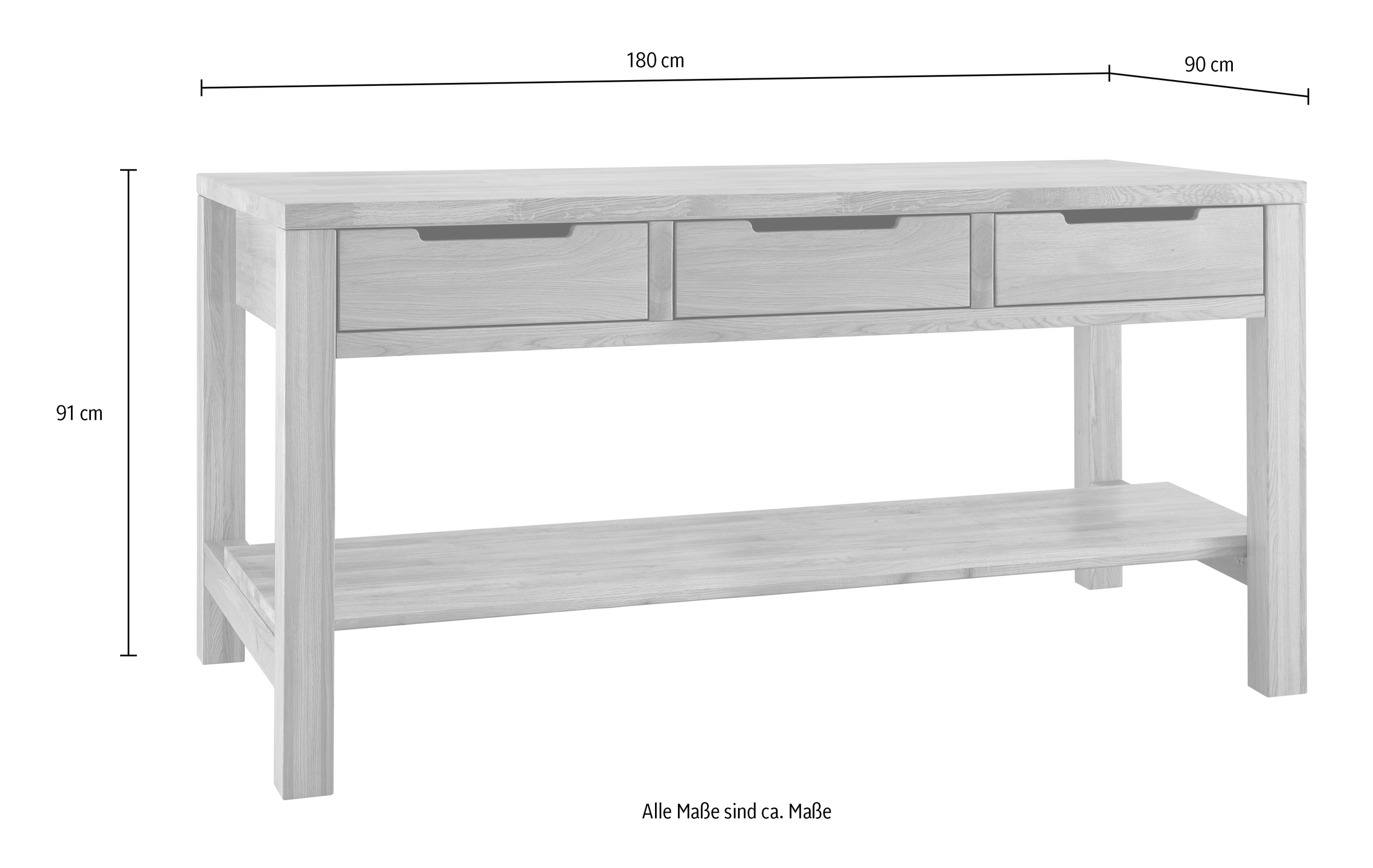 BASIC by Balculina Kücheninsel »Ponza, Kücheninsel BxHxT 180x91x90 cm«, Breite 180cm, Massivholz, Softclose und Vollauszug