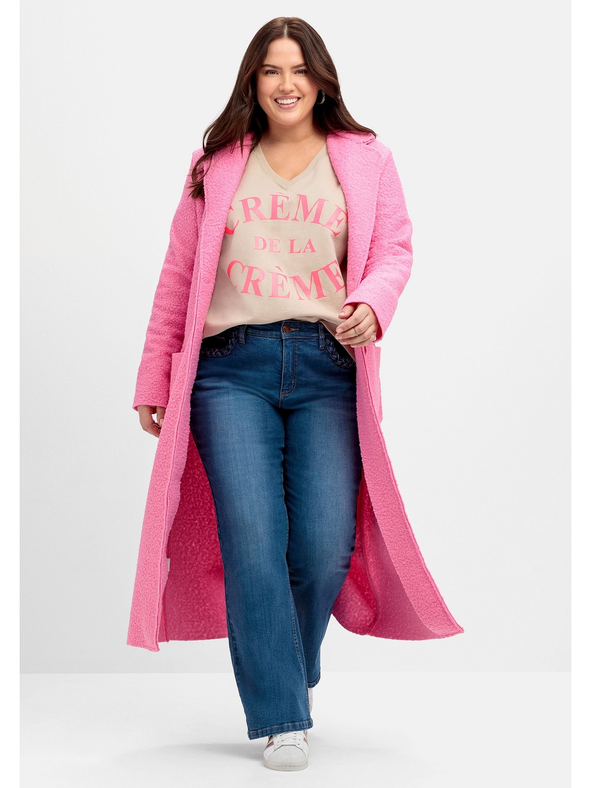 Sheego Sweatshirt »Große Größen«, mit Wordingprint und Ringelbündchen