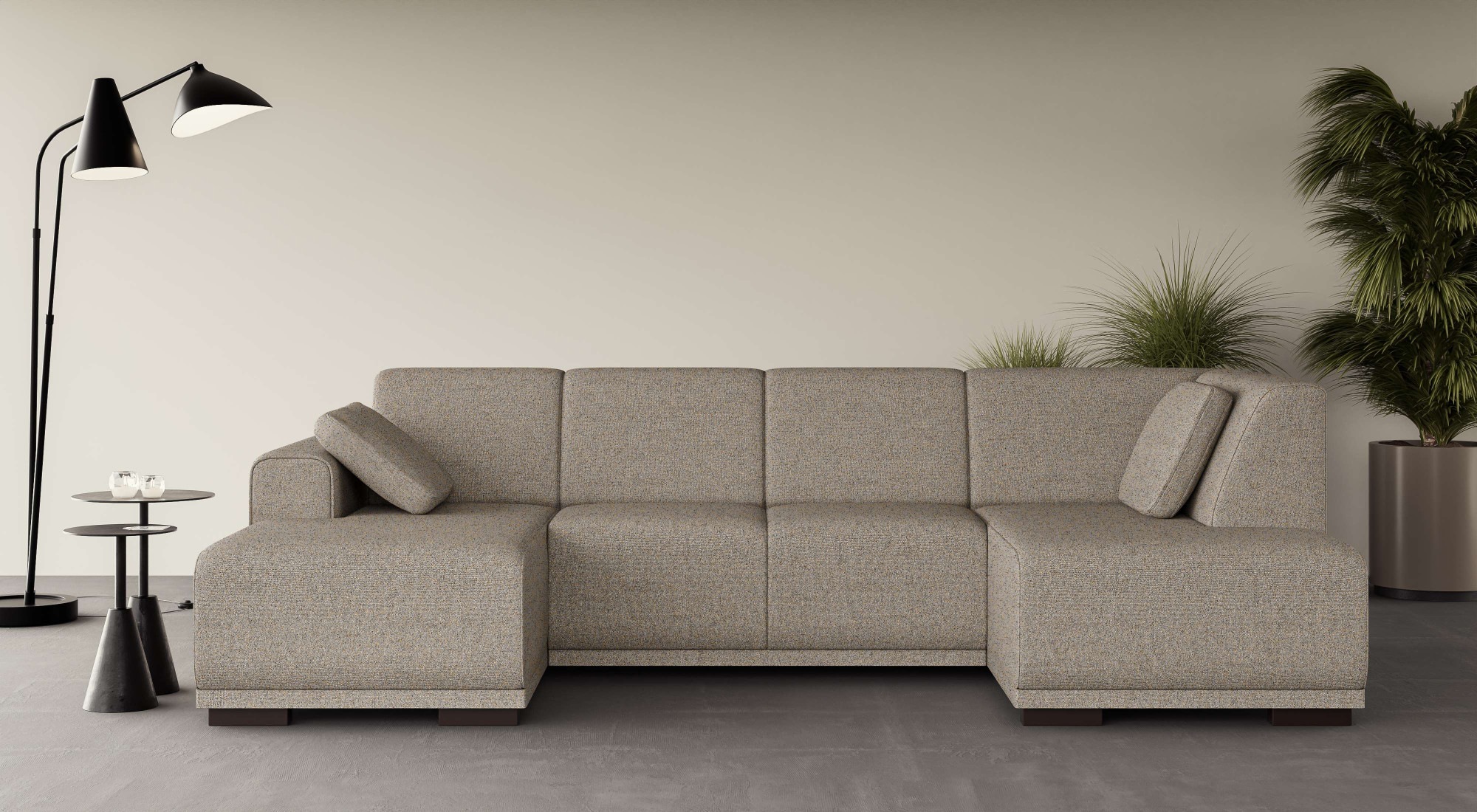 Home affaire Wohnlandschaft »BORNHOLM U-Form mit Recamiere rechts/links, B/T/H: 300/162/85 cm«, U-Form mit Wellenunterfederung, Recamiere rechts oder links bestellbar