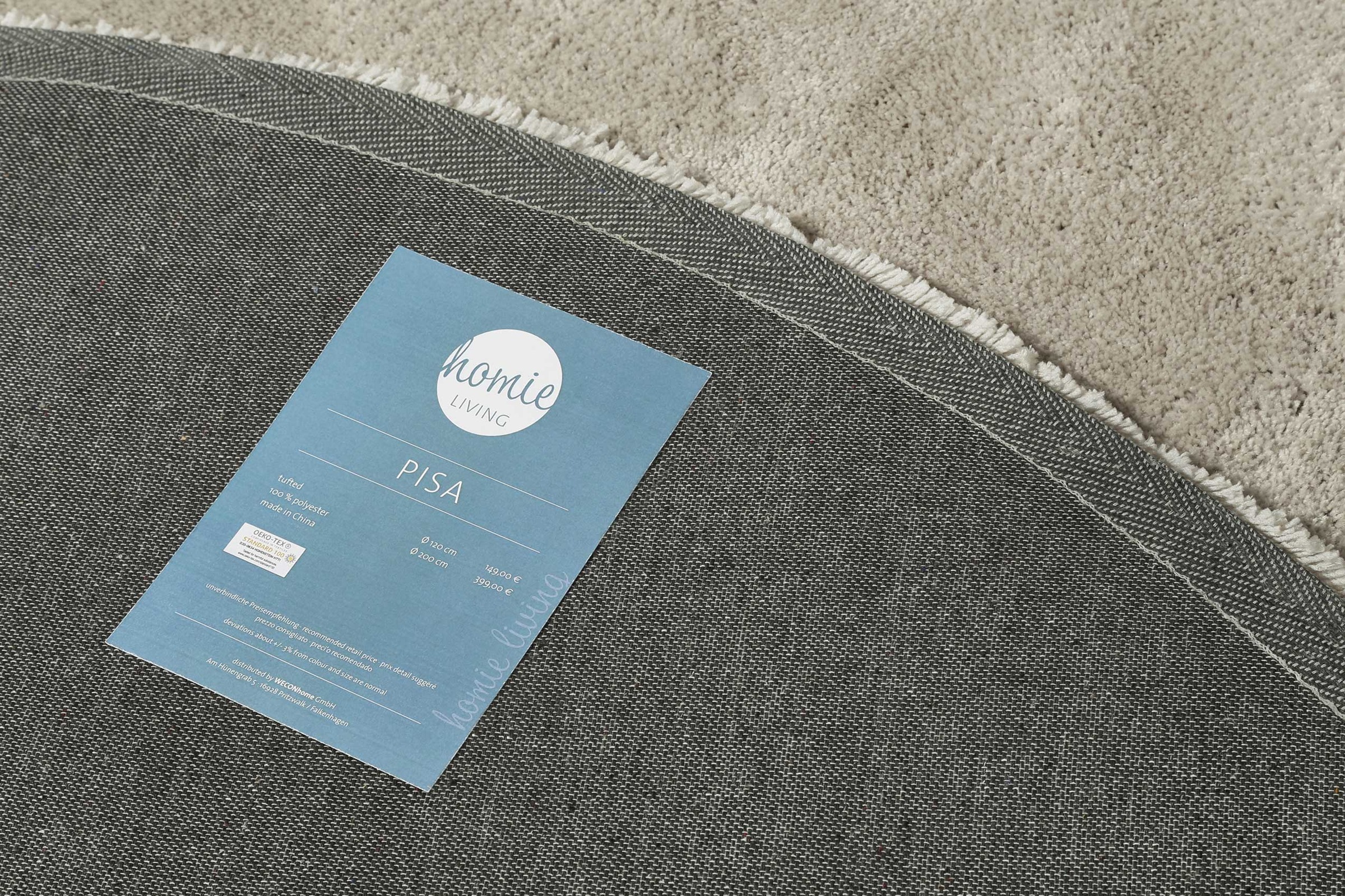 Homie Living Teppich »Pisa«, rund, 25 mm Höhe, Hochflor, Microfaser, uni, weich, Shaggy, Wohnzimmer, Schlafzimmer