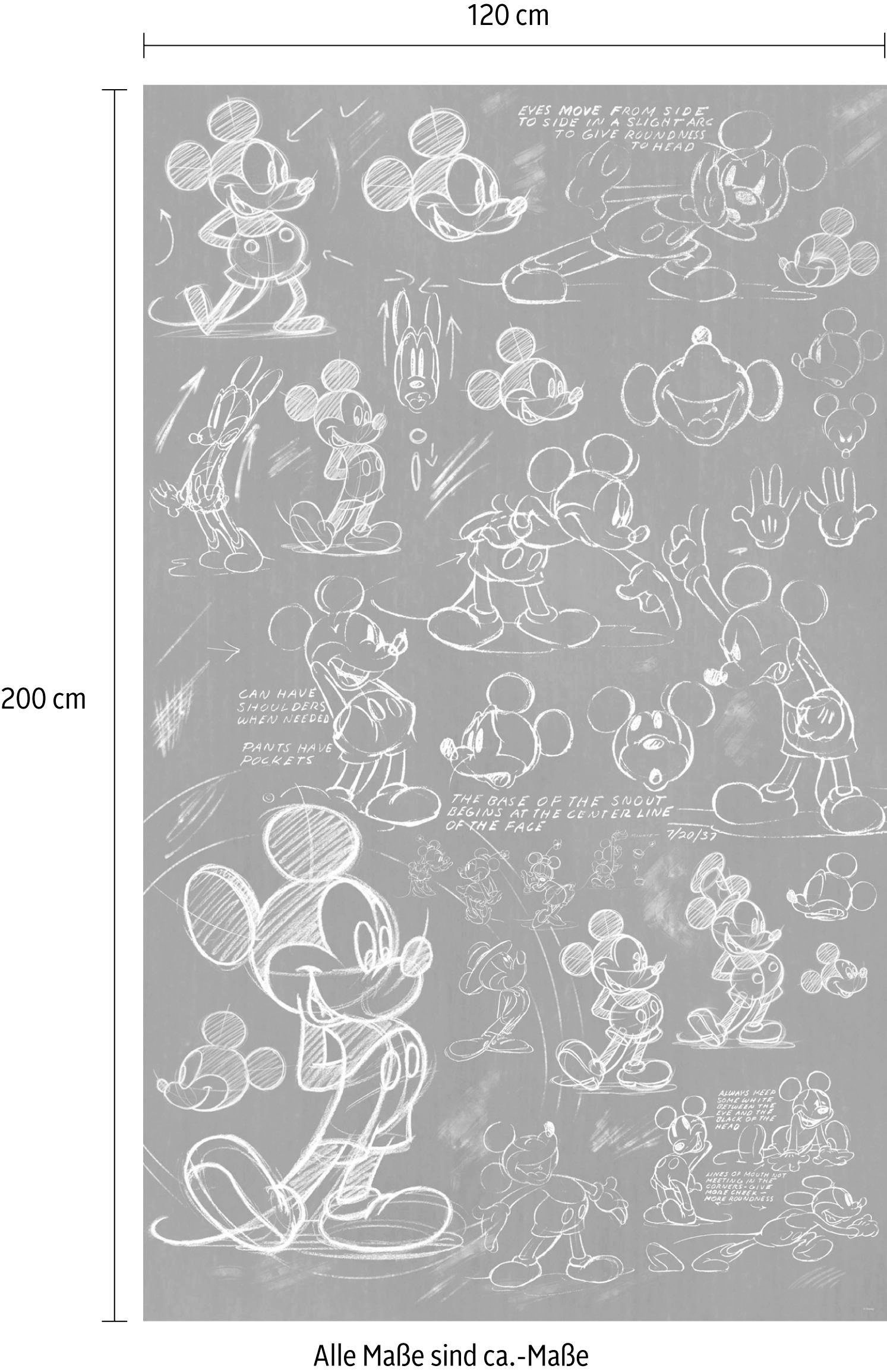 Komar Vliestapete »Digitaldruck Vlies - Mickey - Chalkboard - Größe 120 x 200 cm«, bedruckt, Kinderzimmer