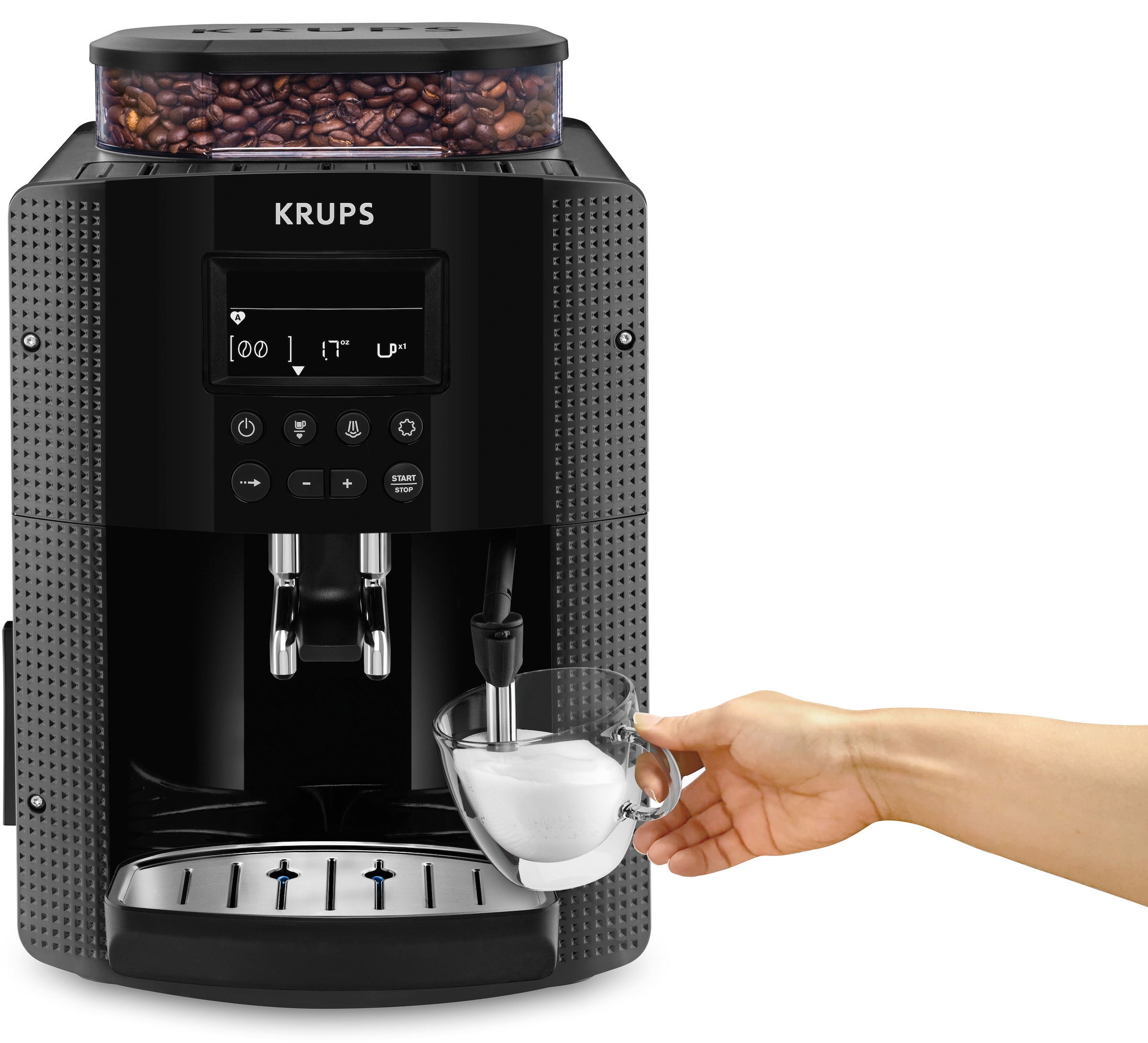 Krups Kaffeevollautomat »EA8150«, Arabica BAUR Dampfdüse Speichermodus, LCD-Display, Cappuccino für Display, 
