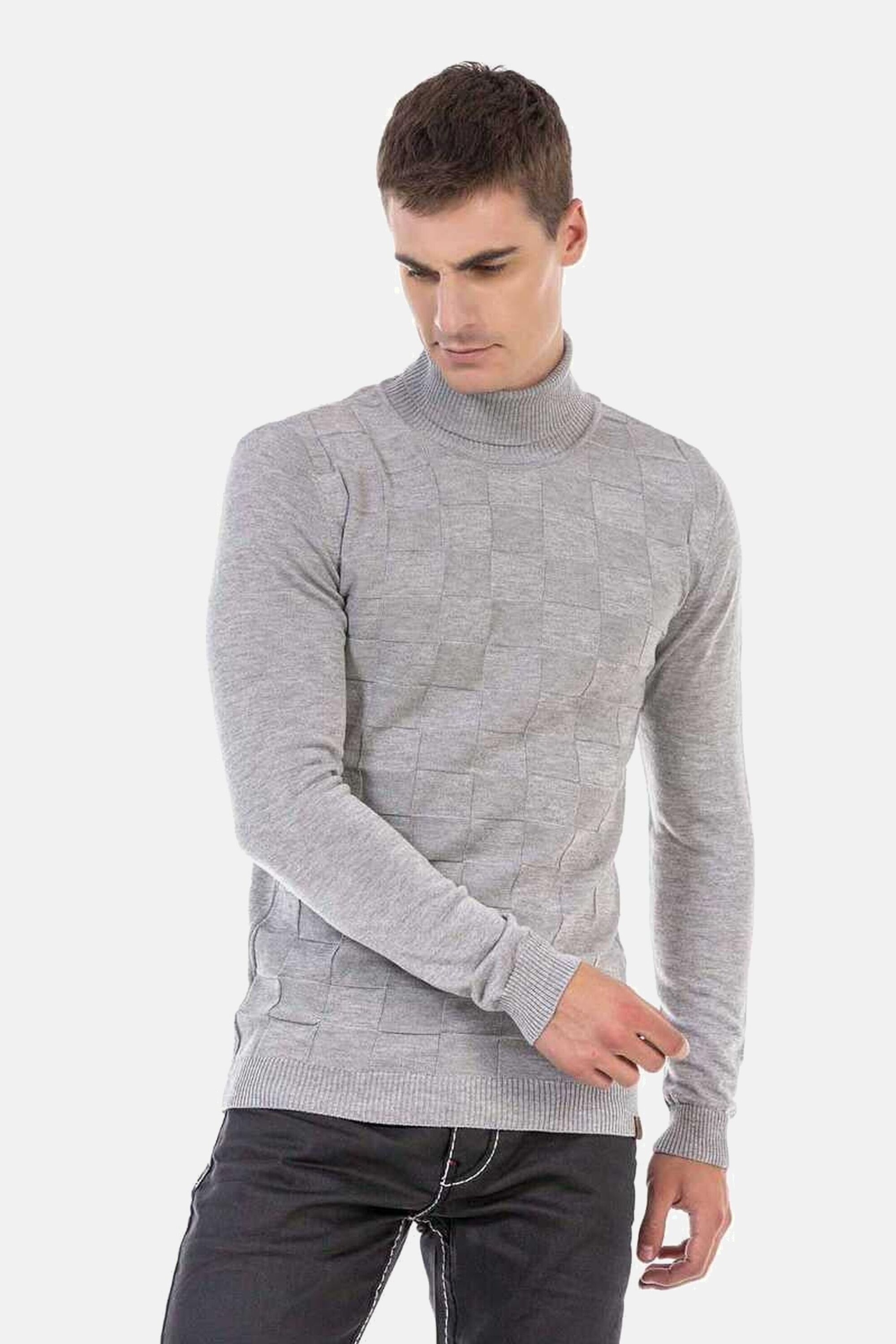 Thumbnail - Cipo & Baxx Rollkragenpullover "Pullover", mit kariertem Strickmuster, CP241