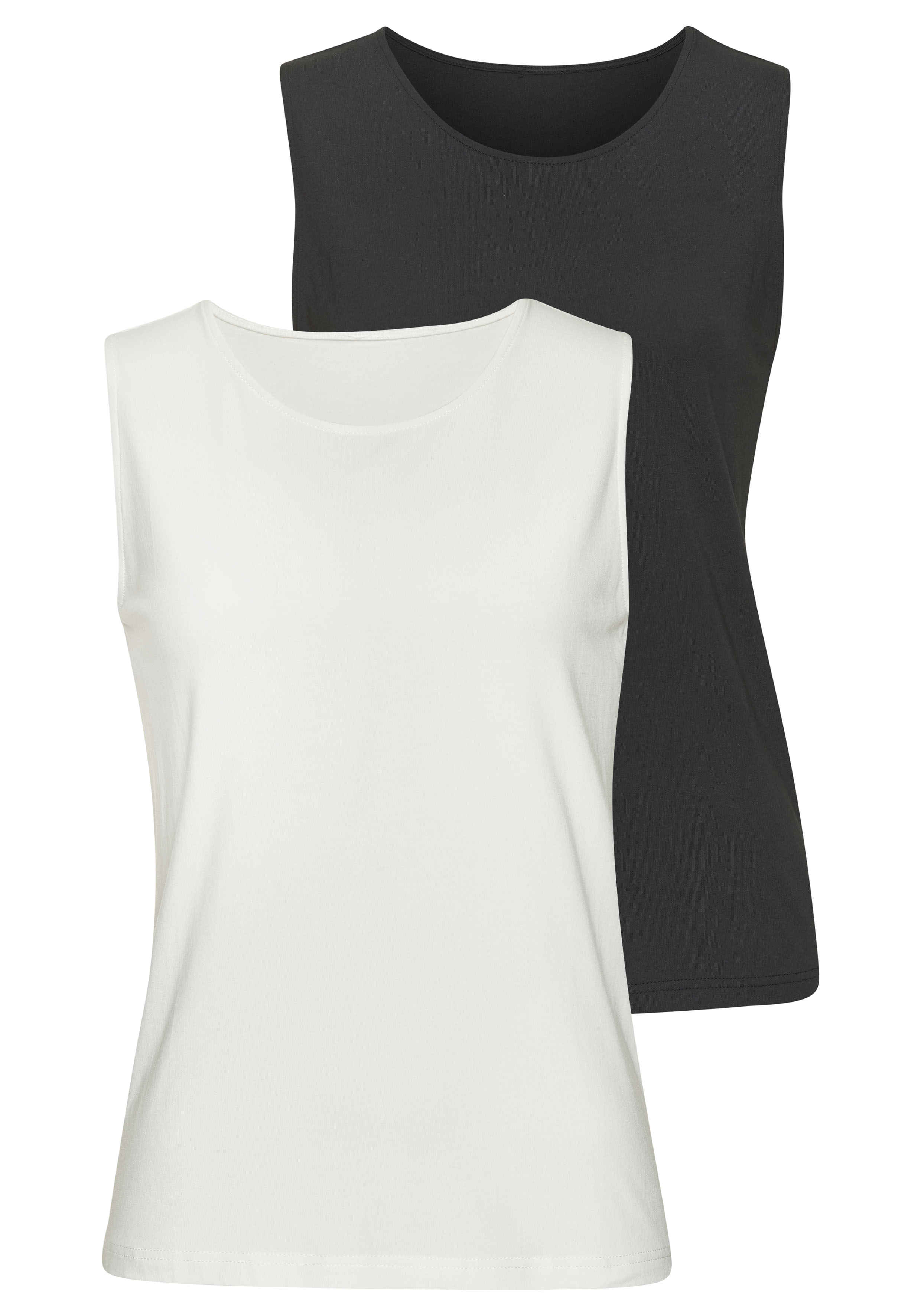 LASCANA Shirttop "aus luftiger Baumwoll-Modal-Qualität" 2er-Pack, aus elastischem Jersey mit Baumwolle und Modal
