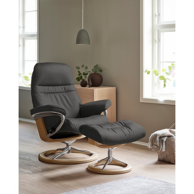 Stressless® Relaxsessel »Sunrise«, (Set, Relaxsessel mit Hocker), mit Signature  Base, Größe L, Gestell Eiche kaufen | BAUR