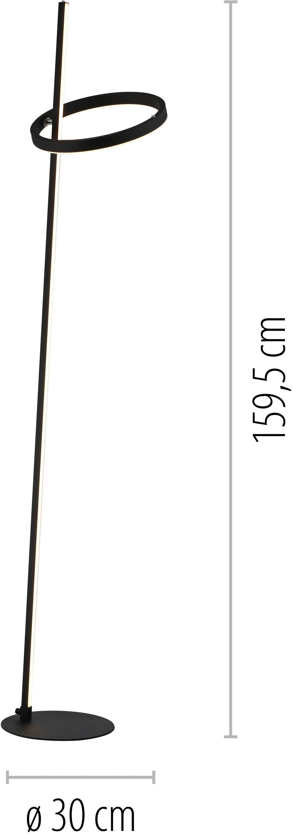 JUST LIGHT LED Stehlampe »RITUS« LED-Board 1 Stk. Warmweiß Touchdimmer, getrennt schaltbar, Memoryfunktion