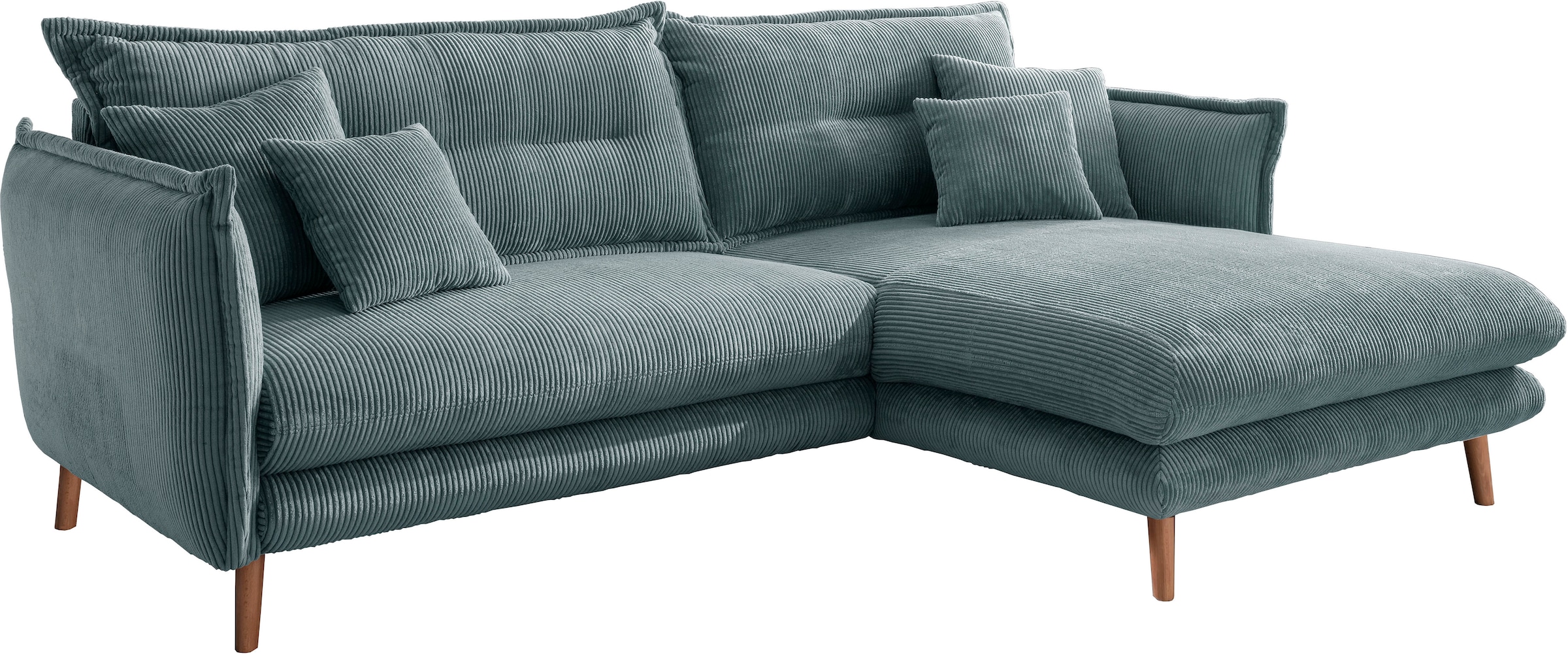 INOSIGN Ecksofa »Lazio modern und bequem, schmale Armlehnen, tolle Detailverarbeitung«, zwei verschiedene Fußfarben wählbar