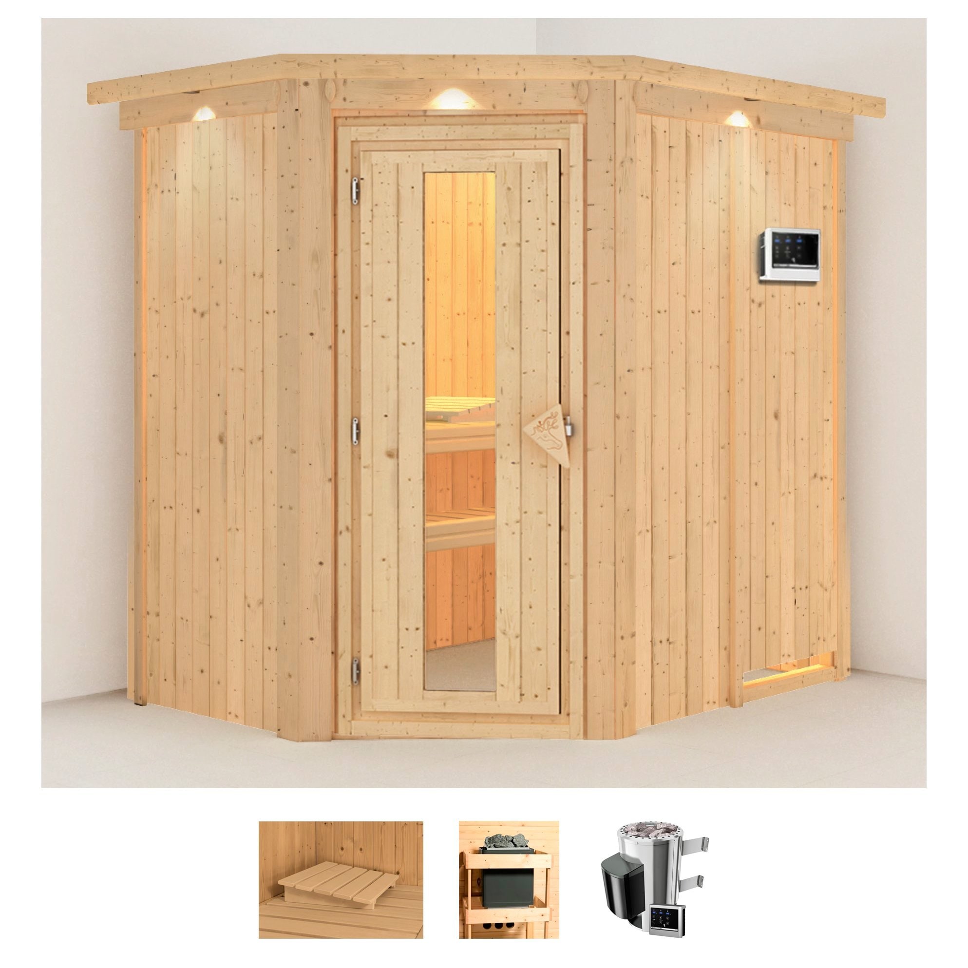 Karibu Sauna "Swantje" Set, Ofen 3,6 kW externe Strg.easy