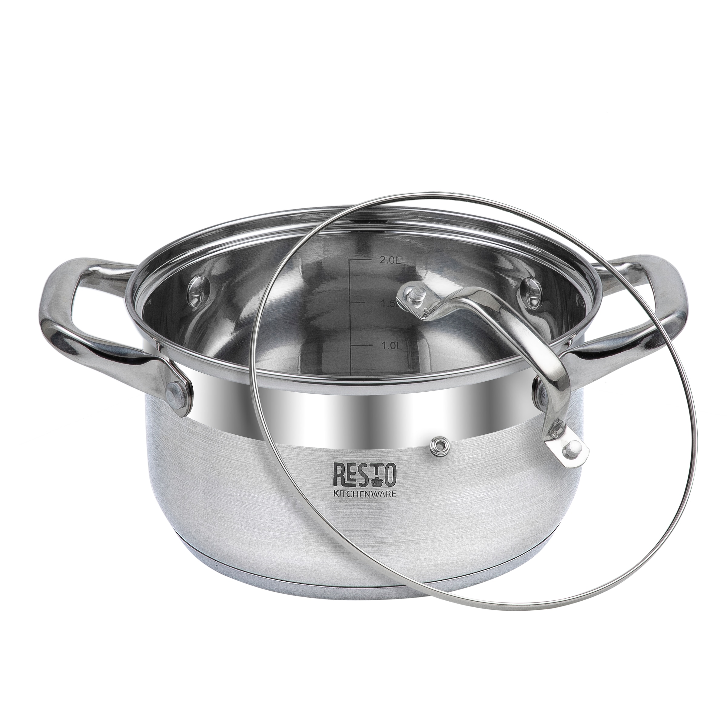 RESTO Kitchenware Topf-Set »LIBRA, spülmaschinengeeignet« Set, 1x Soßentopf Ø 16 cm mit Deckel, je 2x Kochtopf Ø 18/20 cm mit Deckel, 6 tlg. Edelstahl 18/10