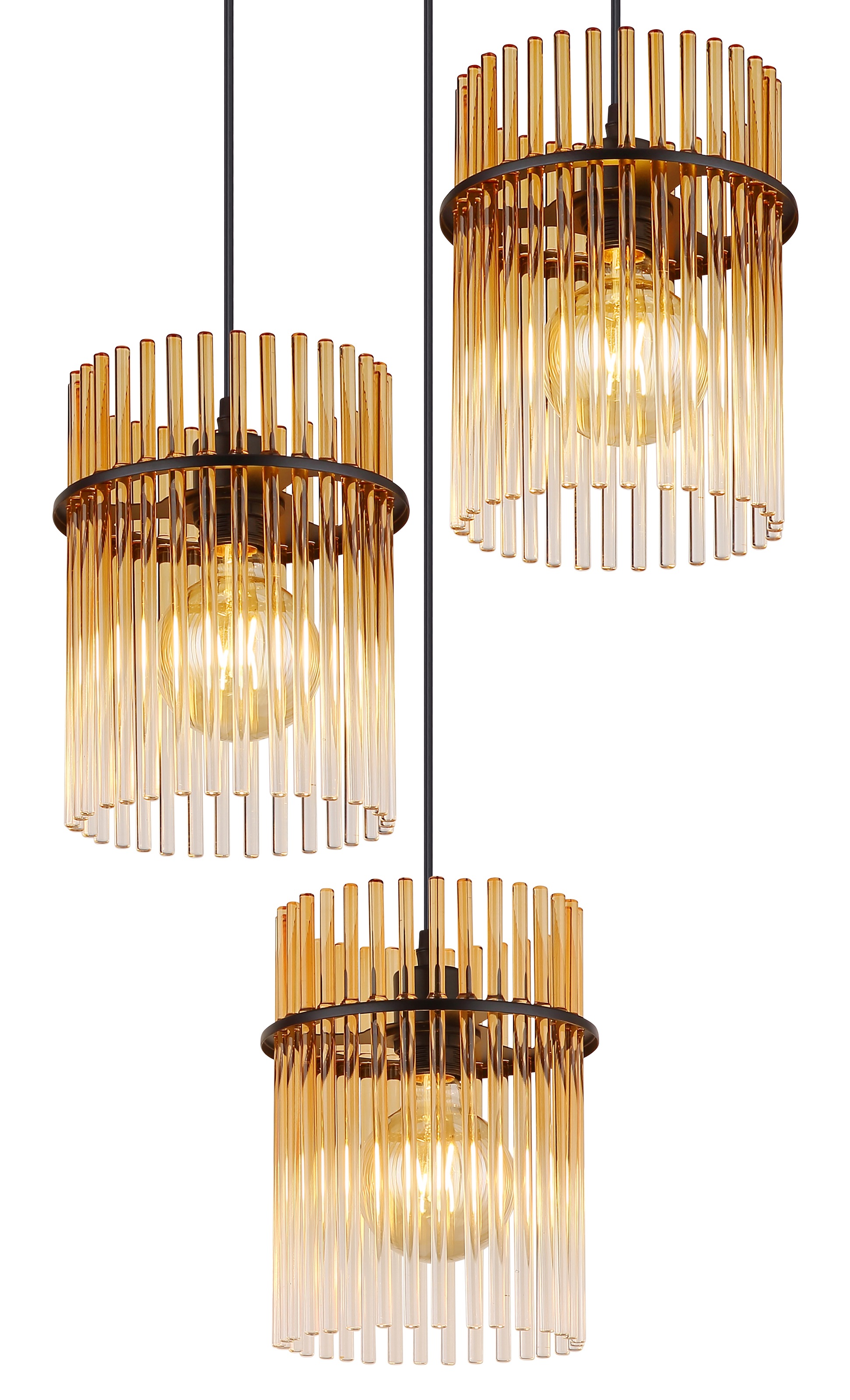 GLOBO LIGHTING Hängeleuchte »GORLEY« E27 1 Stk. Hängelampe Glasstäbe amber klar verlaufend elegant Wohnzimmer