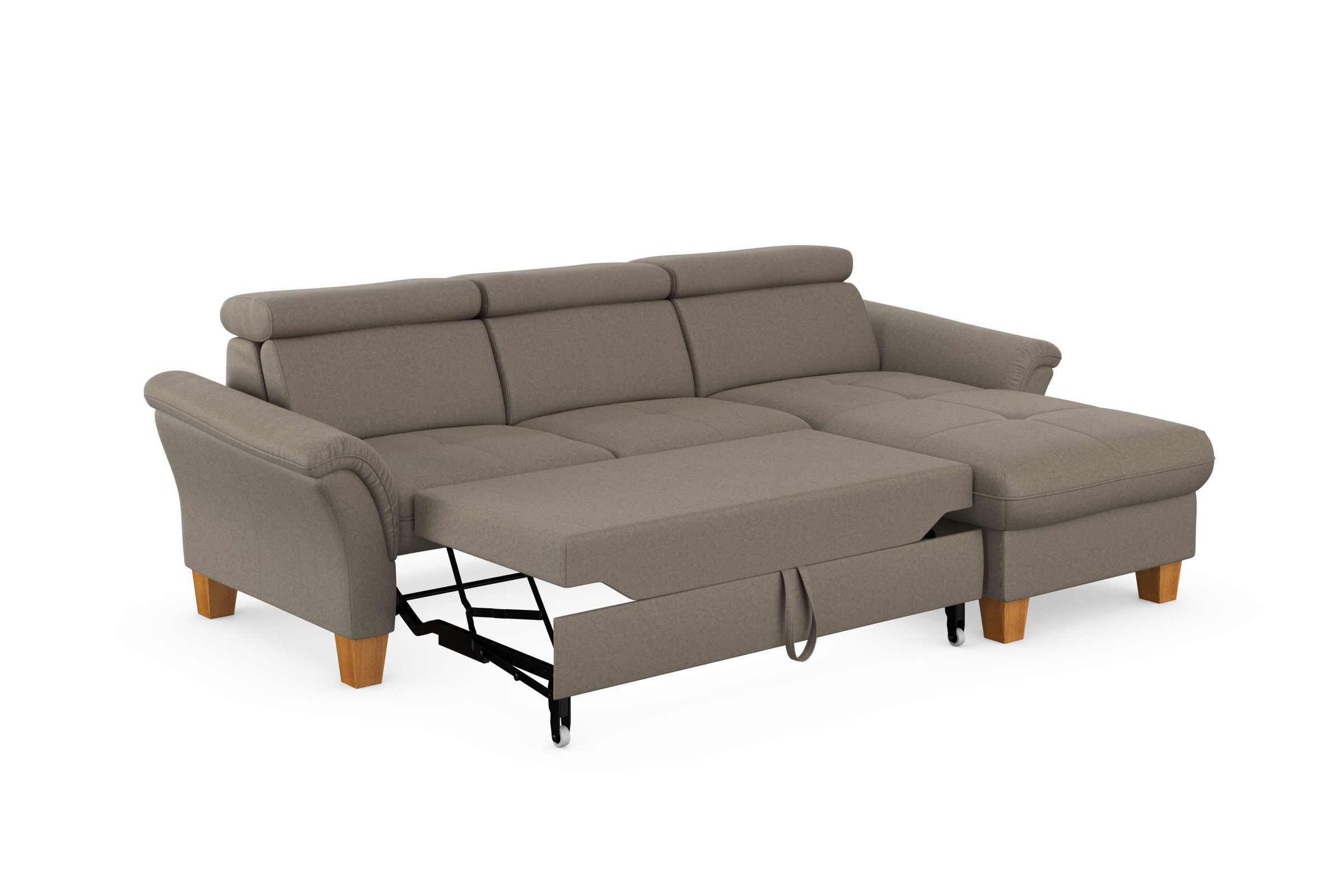 Home affaire Ecksofa »Lindgren L-Form«, wahlweise mit Bett mit klappbaren Rollen, Kasten und Kopfverstellung