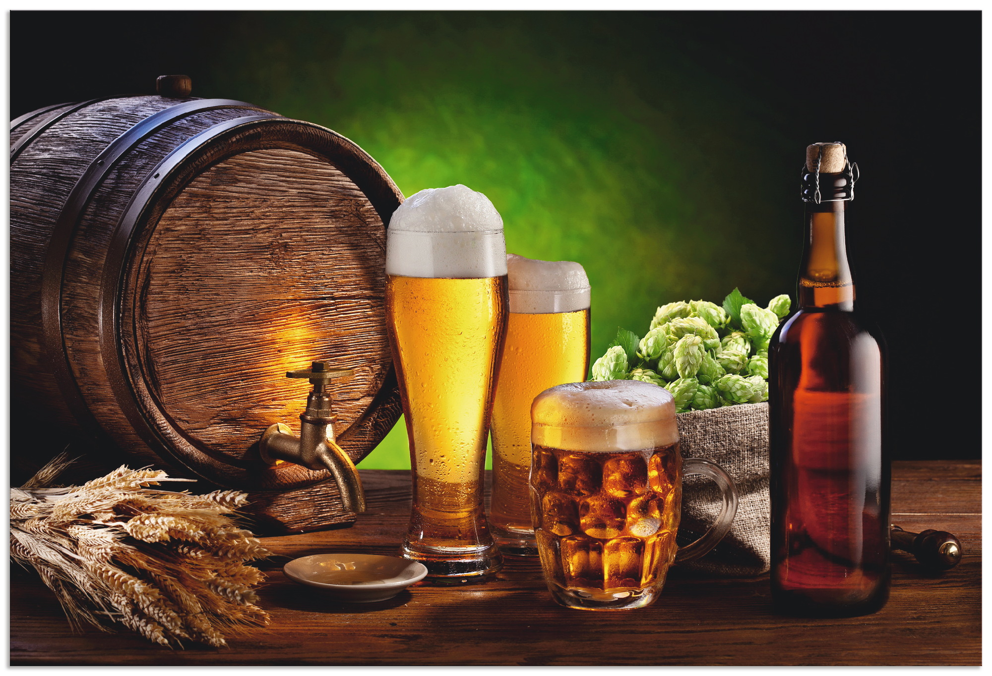 Artland Wandbild "Bier Stillleben" Getränke 1 Stk. tlg. als Alubild, Leinwandbild in verschied. Größen