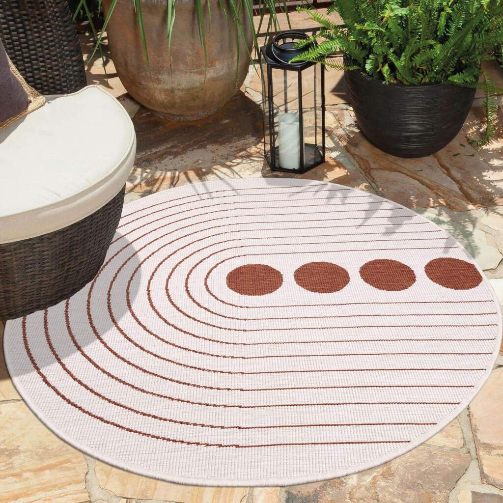 Carpet City Outdoorteppich "DUO RUG 5739", rund, 5 mm Höhe, Wendeteppich Wetterfest In- & Outdoor, Balkon, Terrasse, Woh