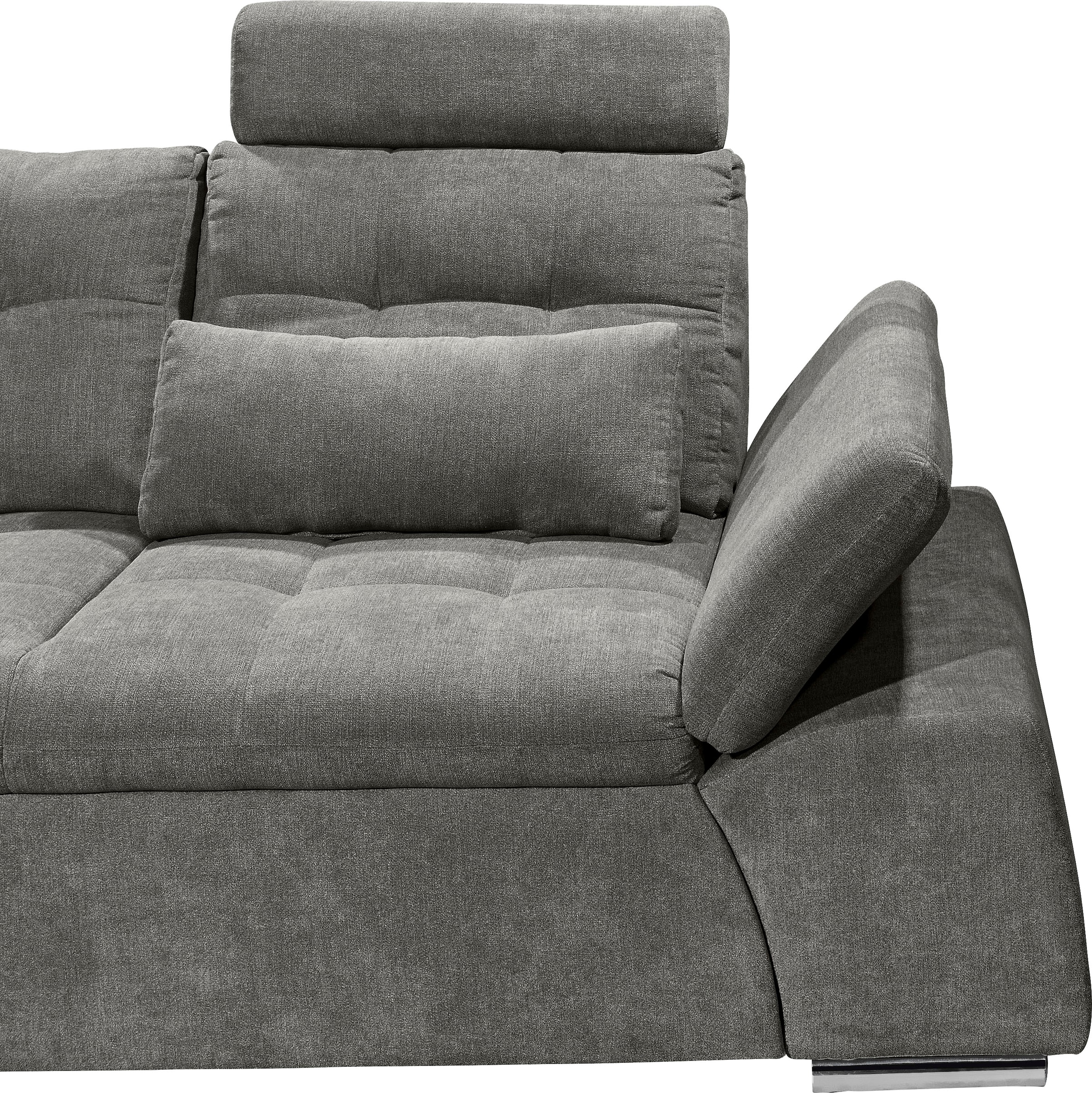 ED EXCITING DESIGN Ecksofa »Nalo L-Form«, mit Bettfunktion, Bettkasten, Kopfstützen, Nierenkissen etc.