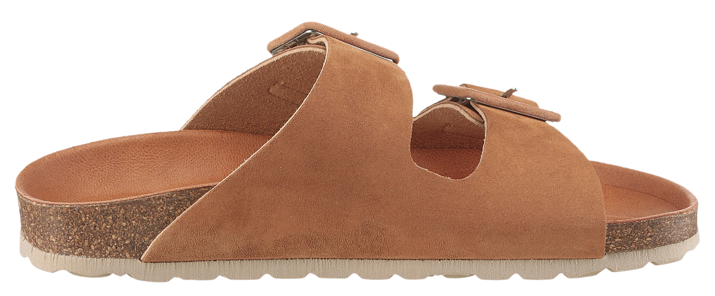 VERBENAS Pantolette »Randell Velour«, Sommerschuh, Schlappen, Hausschuh, Urlaubschuh mit Softfußbett