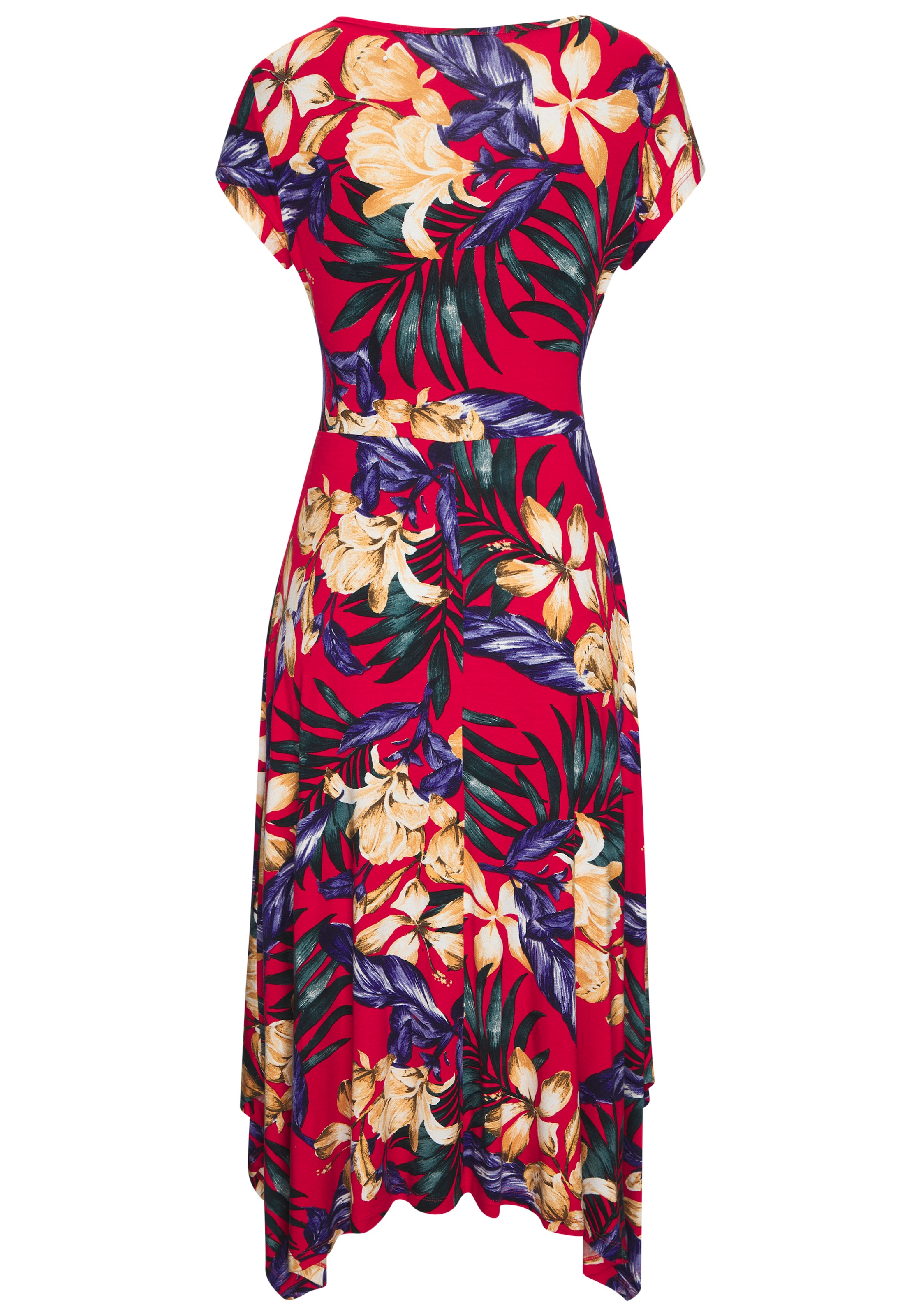 LASCANA Sommerkleid, mit Zipfelsaum und Schleife in der Taille, Jerseykleid, Strandkleid