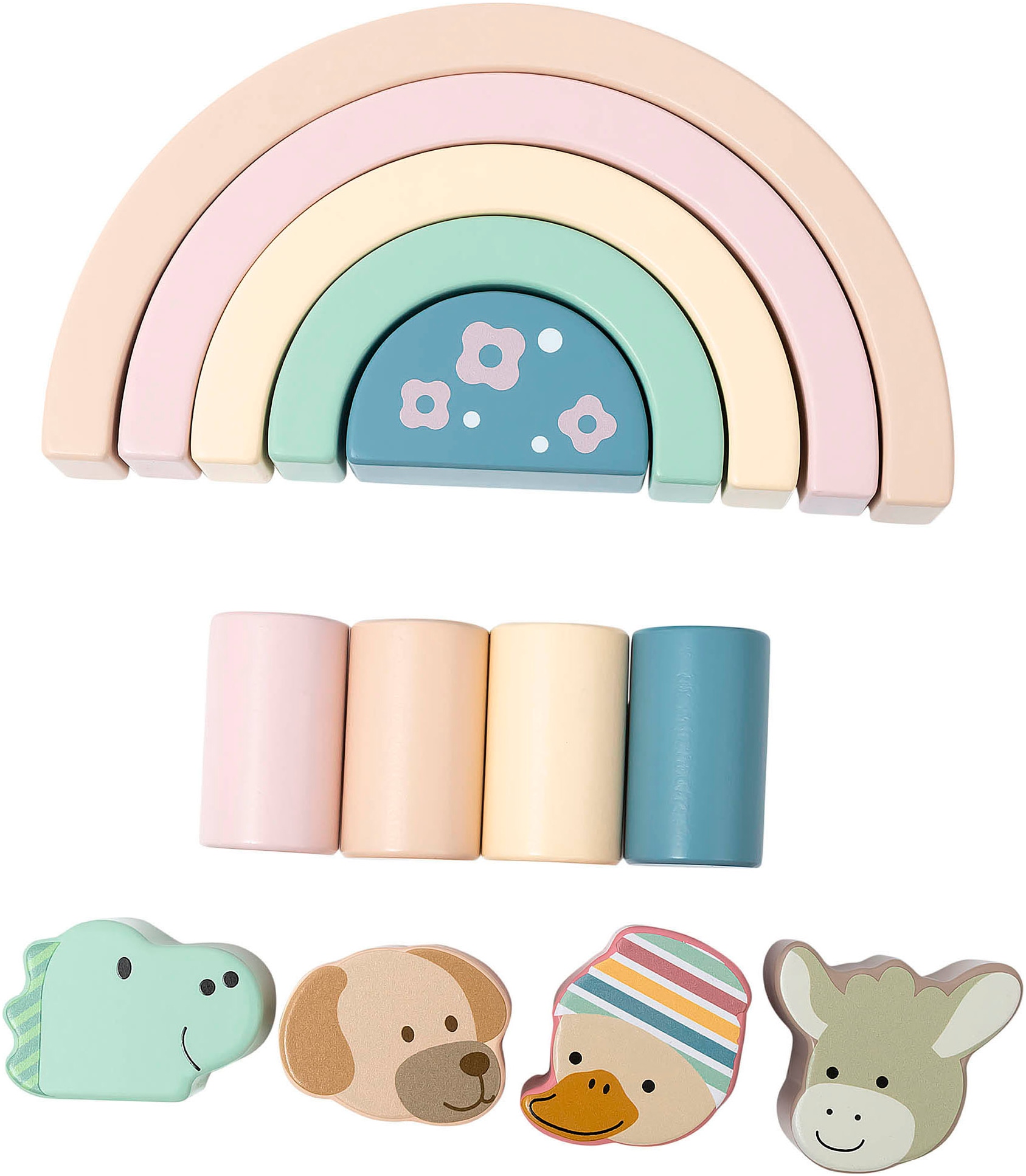 Sterntaler® Spielbausteine »Regenbogen Holzbausteine, rosa« FSC® - schützt Wald