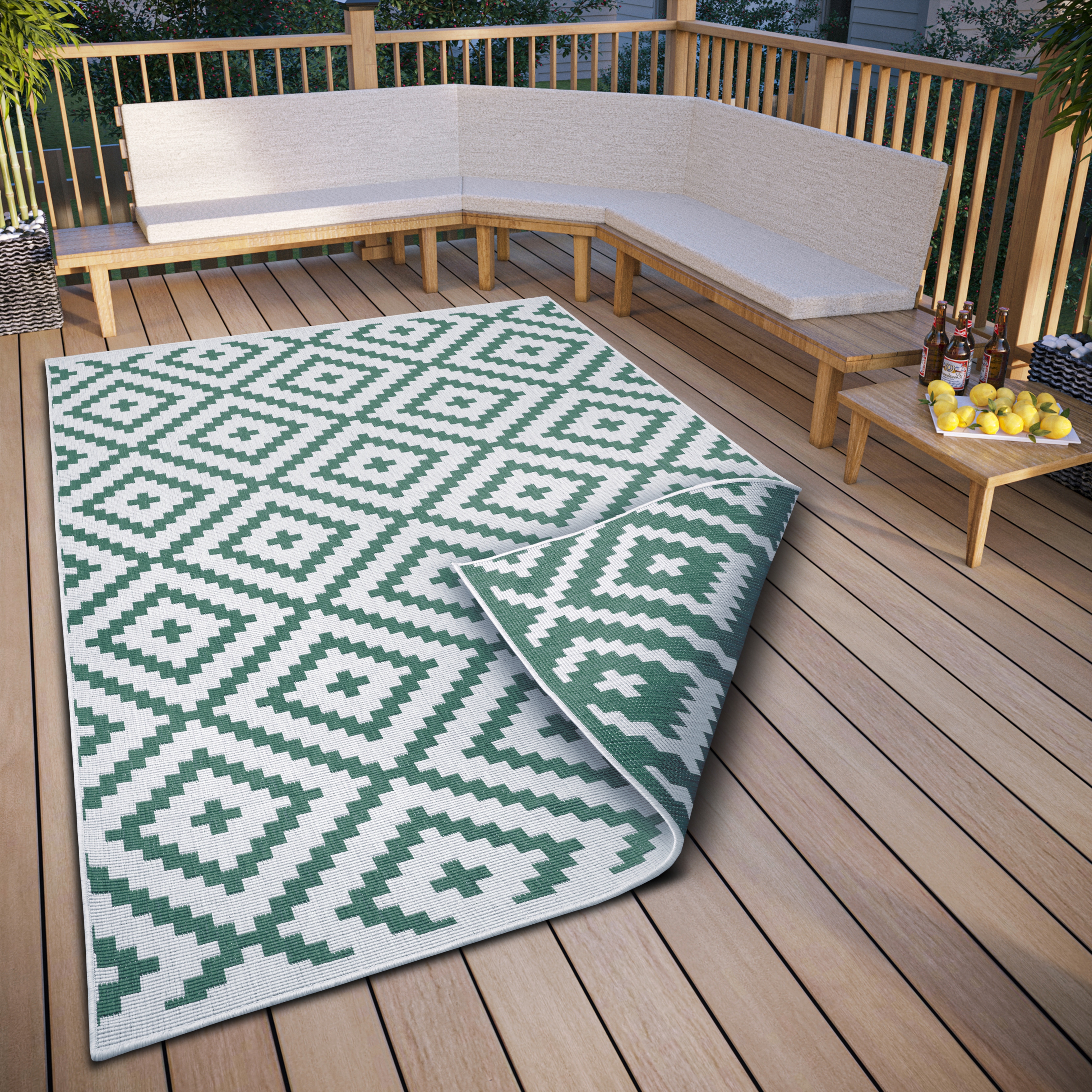 OTTO home Teppich "Ronda Wendeteppich" rechteckig 5 mm Höhe Sisal-Optik, Flachgewebe, In- und Outdoor, geometrisches Boho Design