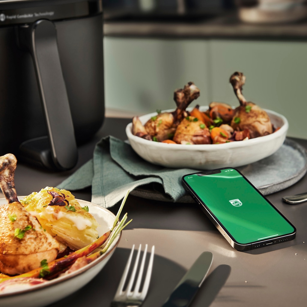 Philips Heißluftfritteuse »Airfryer XXL HD9875/90, 8,3 l«, 2000 W, Fassungsvermögen 8,3 l, mit WiFi Konnektivität, 30 AutoCook Programmen und Warmhaltefunktion