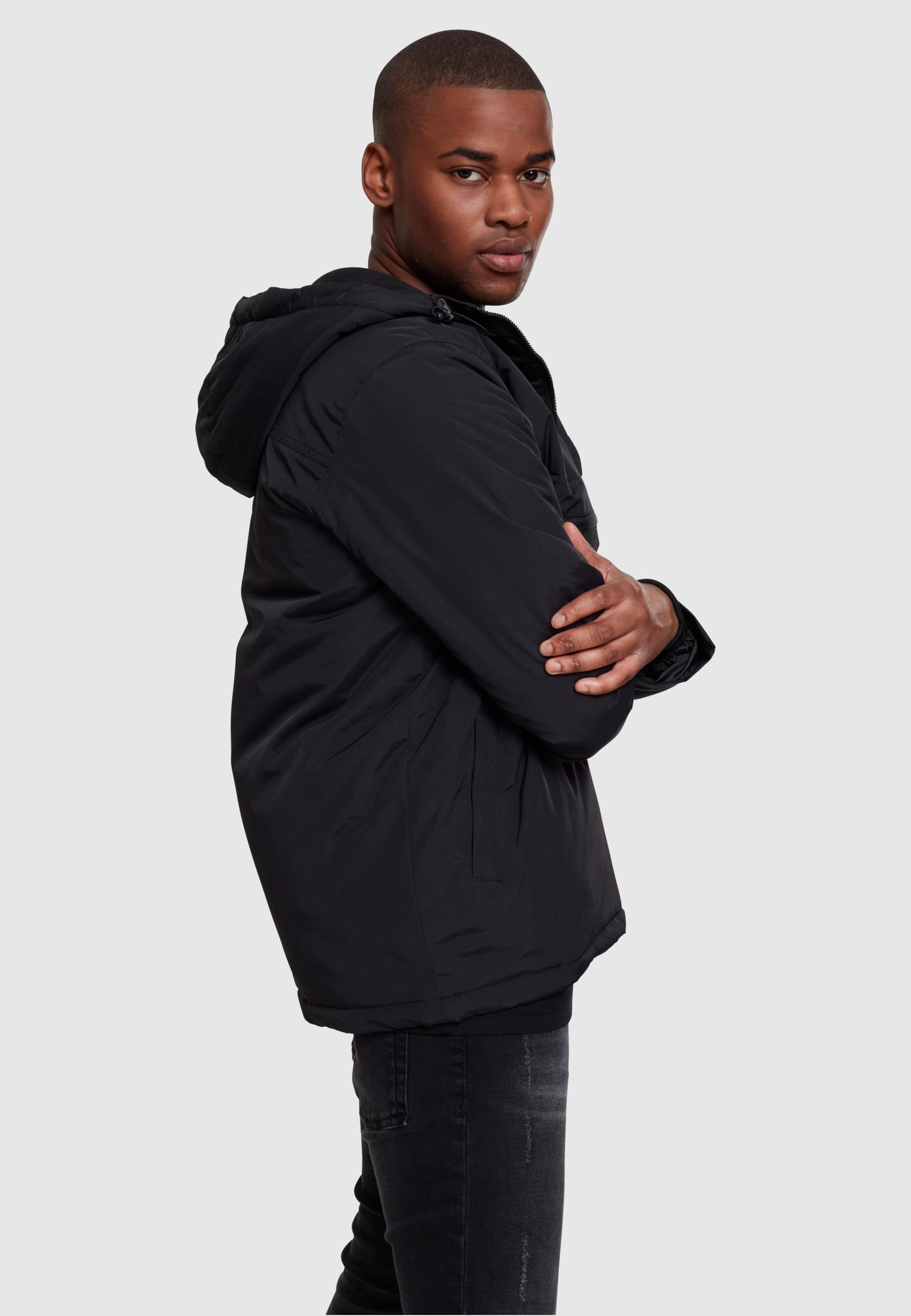 URBAN CLASSICS Allwetterjacke »Urban Classics Herren Padded Pull Over Jacket« 1 Stk. tlg. mit Kapuze