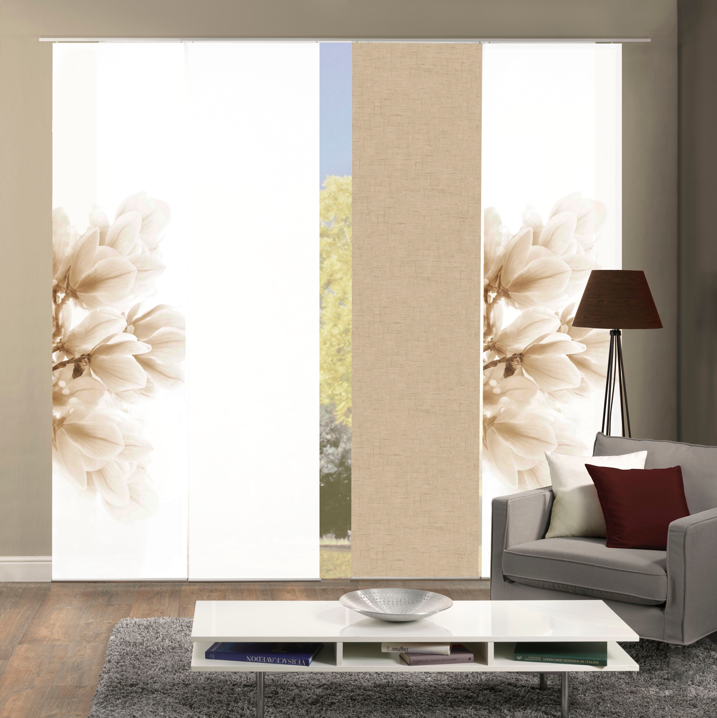 HOME WOHNIDEEN Schiebegardine "KESSI 4er SET" Paneelwagen 4 Stk. tlg. Schie günstig online kaufen