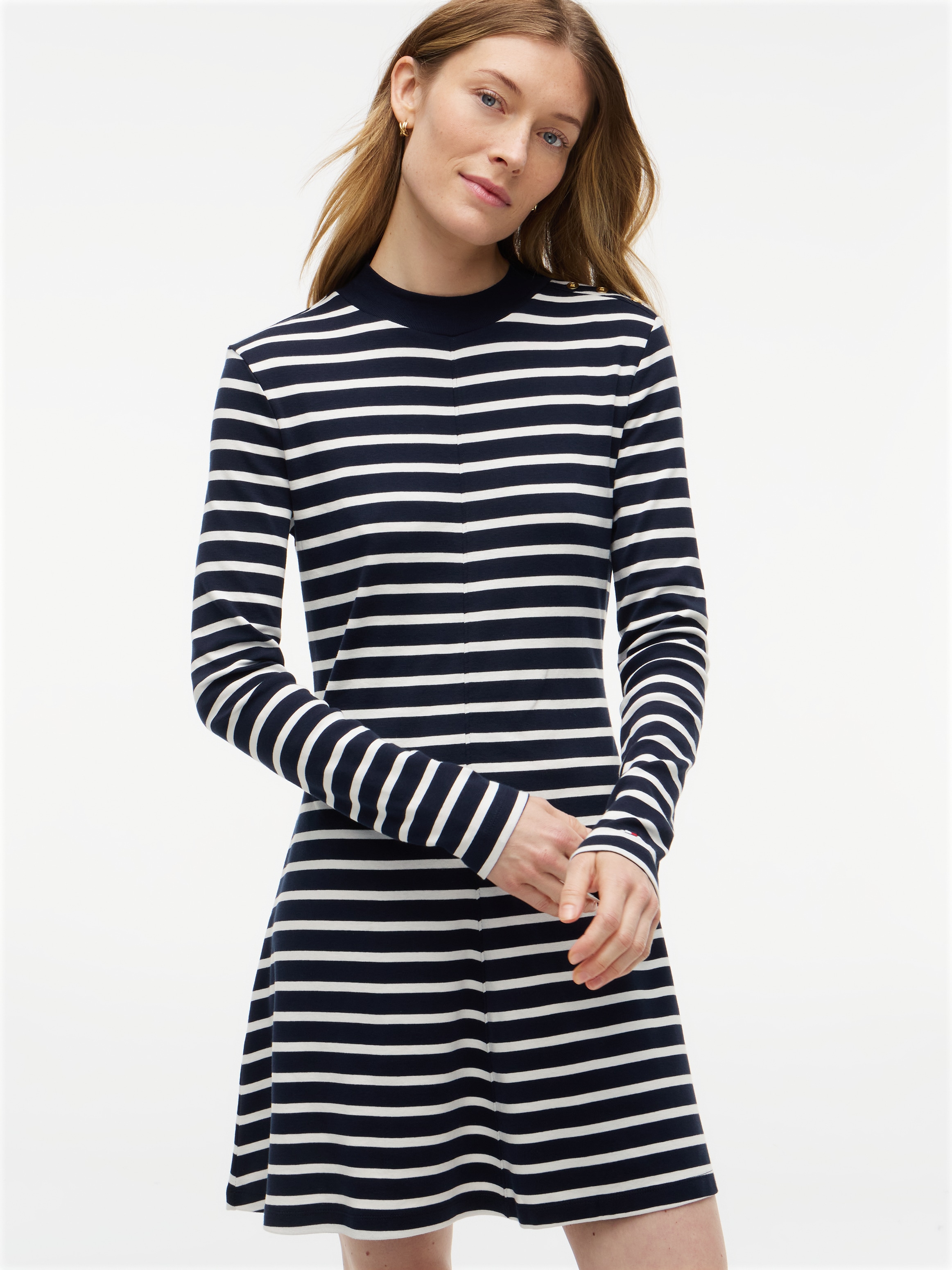 Tommy Hilfiger Jerseykleid »CODY F&F MOCK-NK LS DRESS« Baumwolle