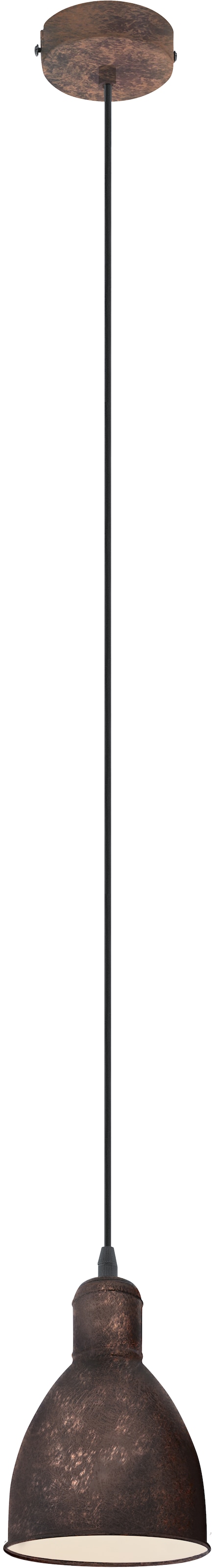 EGLO Pendelleuchte »PRIDDY 1«, 1 flammig, Leuchtmittel E27 | ohne Leuchtmittel, kupferfarben-antik / Ø15,5 x H110 cm / Lampe aus Stahl / Vintage