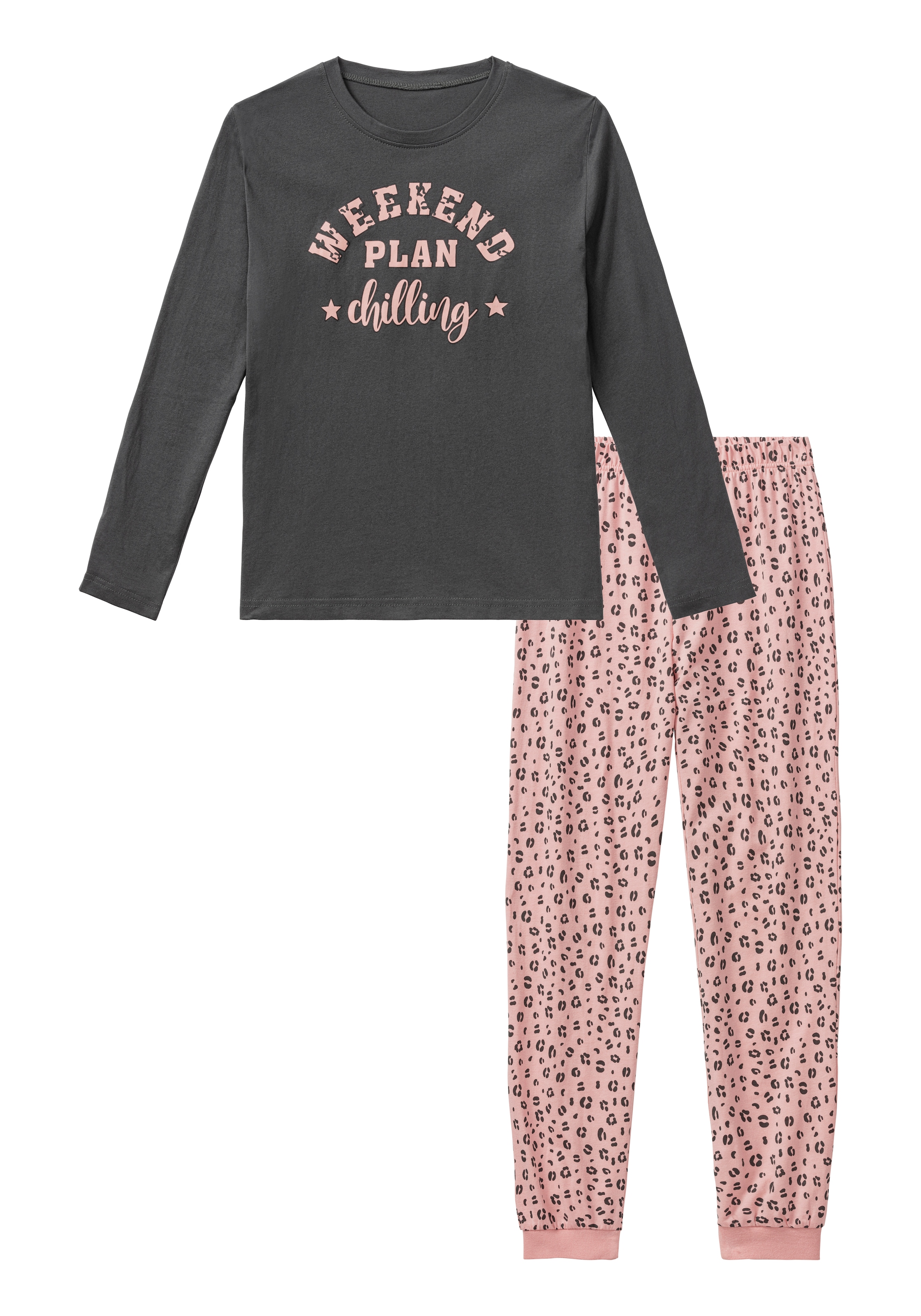 Buffalo Pyjama 2 tlg. langer Schlafanzug mit Leo-Print, aus Baumwolle
