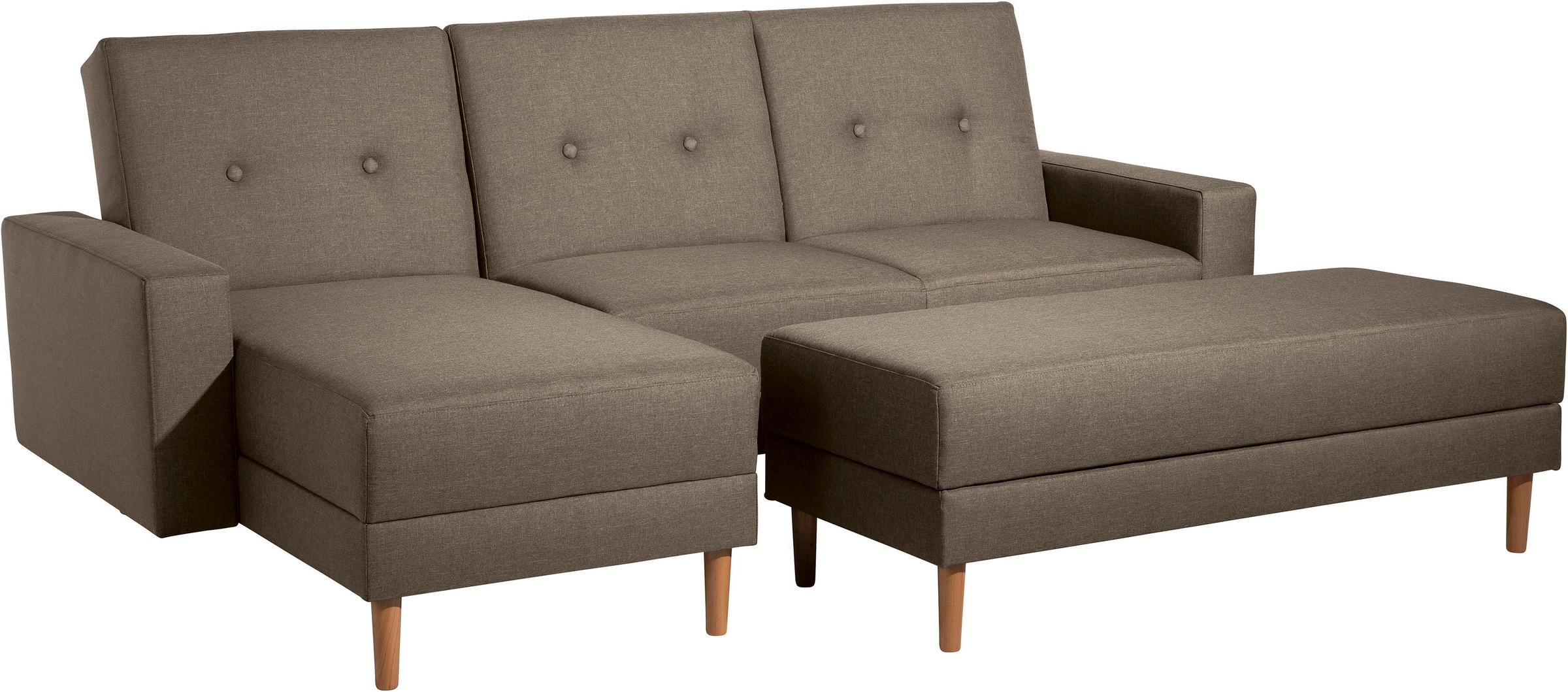 Max Winzer® Ecksofa »Just Chill«, Schlafsofa mit Recamiere, Rückenverstellung, inklusive Stauraumhocker