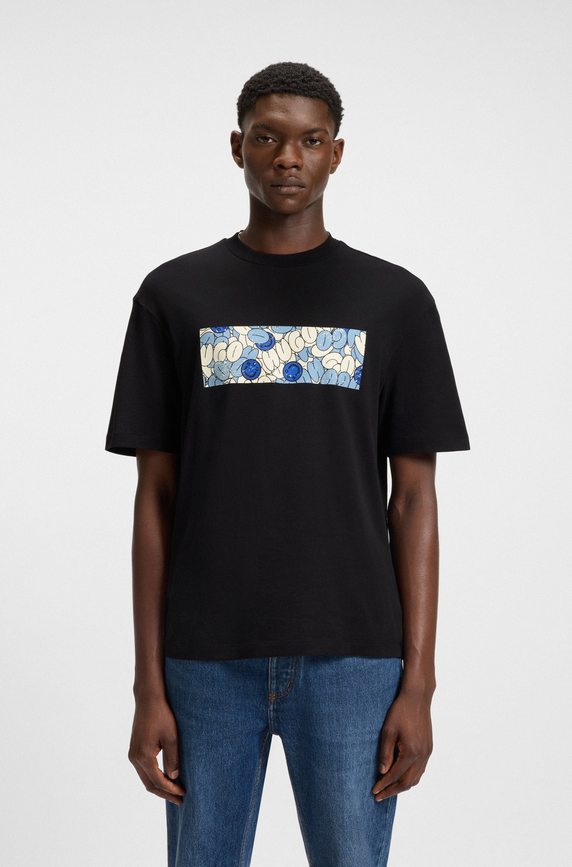 HUGO Blue T-Shirt "Nurix", mit coolem Druck günstig online kaufen