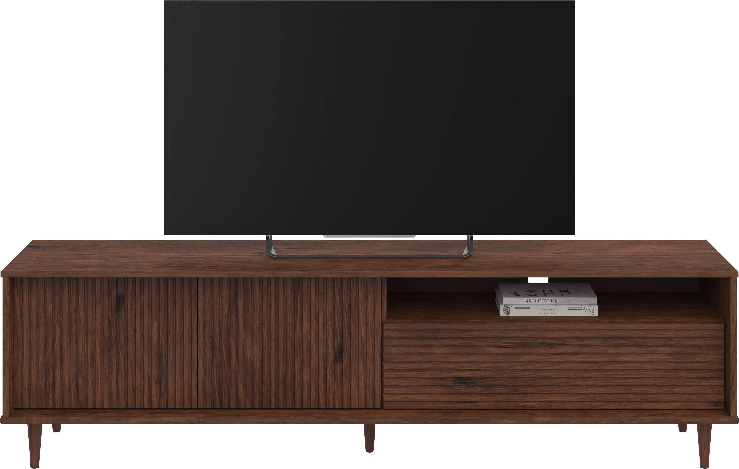 Thumbnail - OTTO home Lowboard "Malmedy Front mit gefrästen Rillen" TV-Kommode aus massivem Kiefernholz, Push-to-open, Breite 180 cm