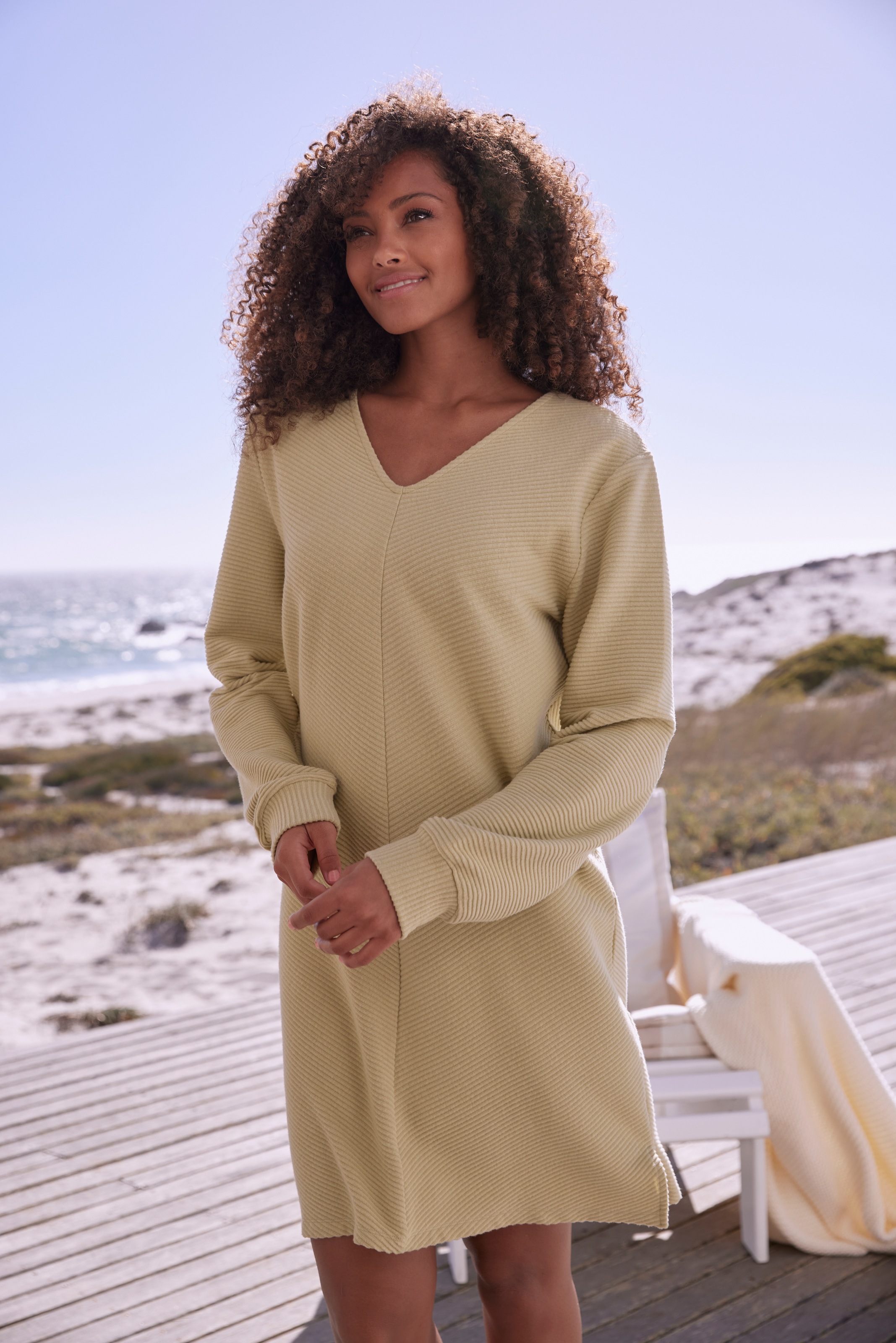 Thumbnail - s.Oliver Sweatkleid Langarmkleid aus Ripp-Qualität mit Teilungsnaht, Loungewear