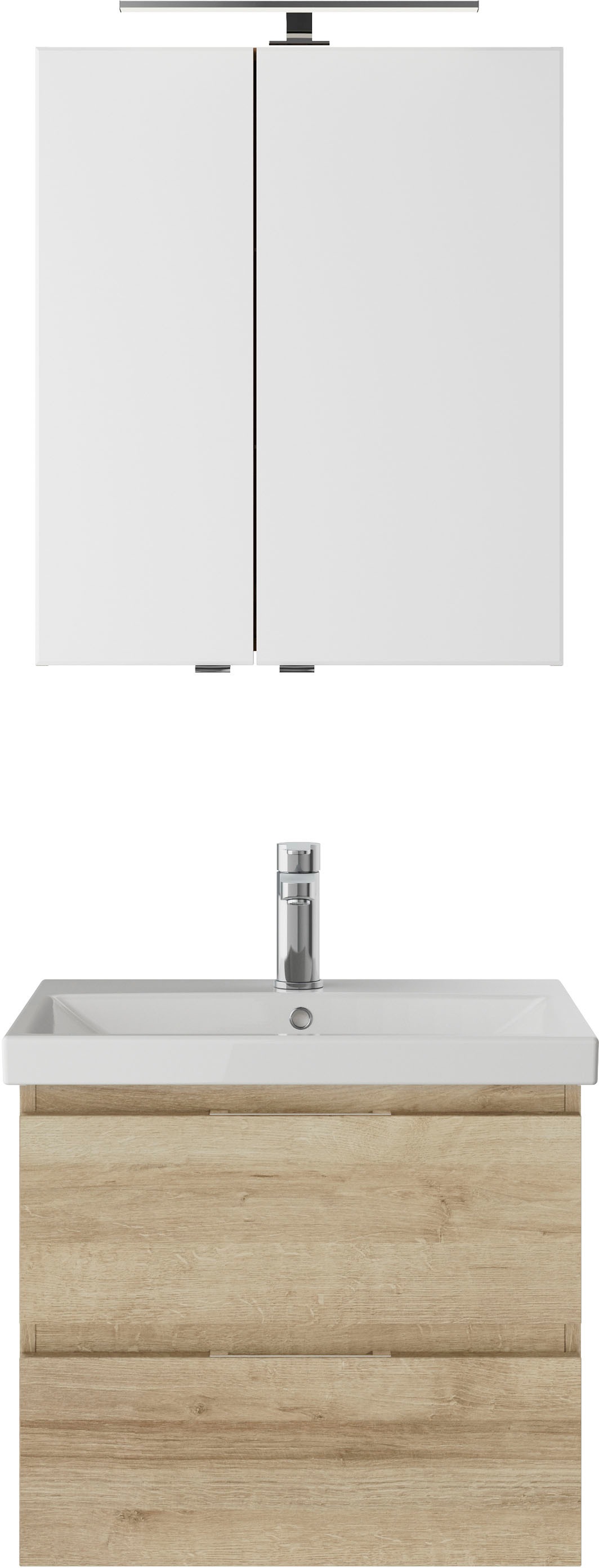 Saphir Badmöbel-Set »Serie 4035 2-teilig, Keramikwaschtisch mit LED-Spiegelschrank«, (Set), 60 cm breit, inkl. Türdämpfer, 2 Schubladen, 2 Türen, 2 Einlegeböden