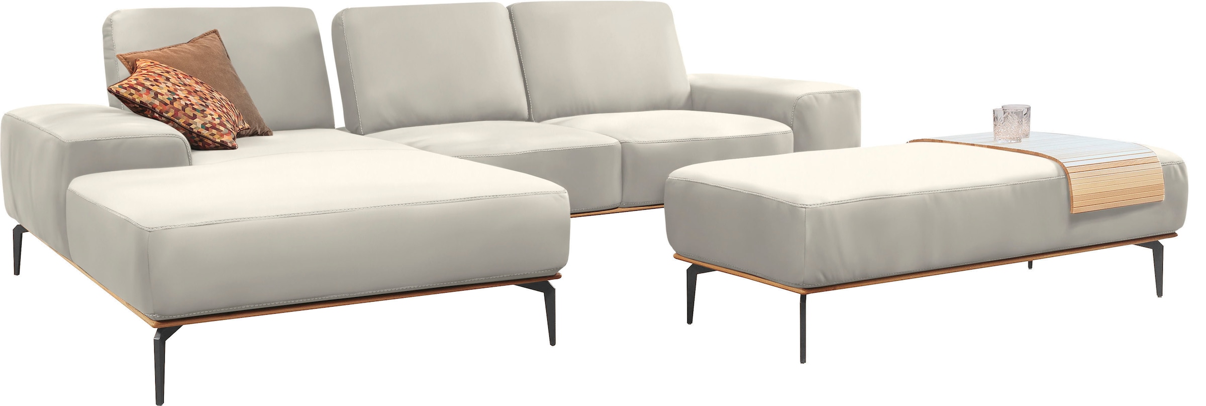 W.SCHILLIG Ecksofa »run, Designsofa mit tollem Sitzkomfort, bequem, L-Form«, mit Holzsockel, Füße in Schwarz pulverbeschichtet, Breite 279 cm