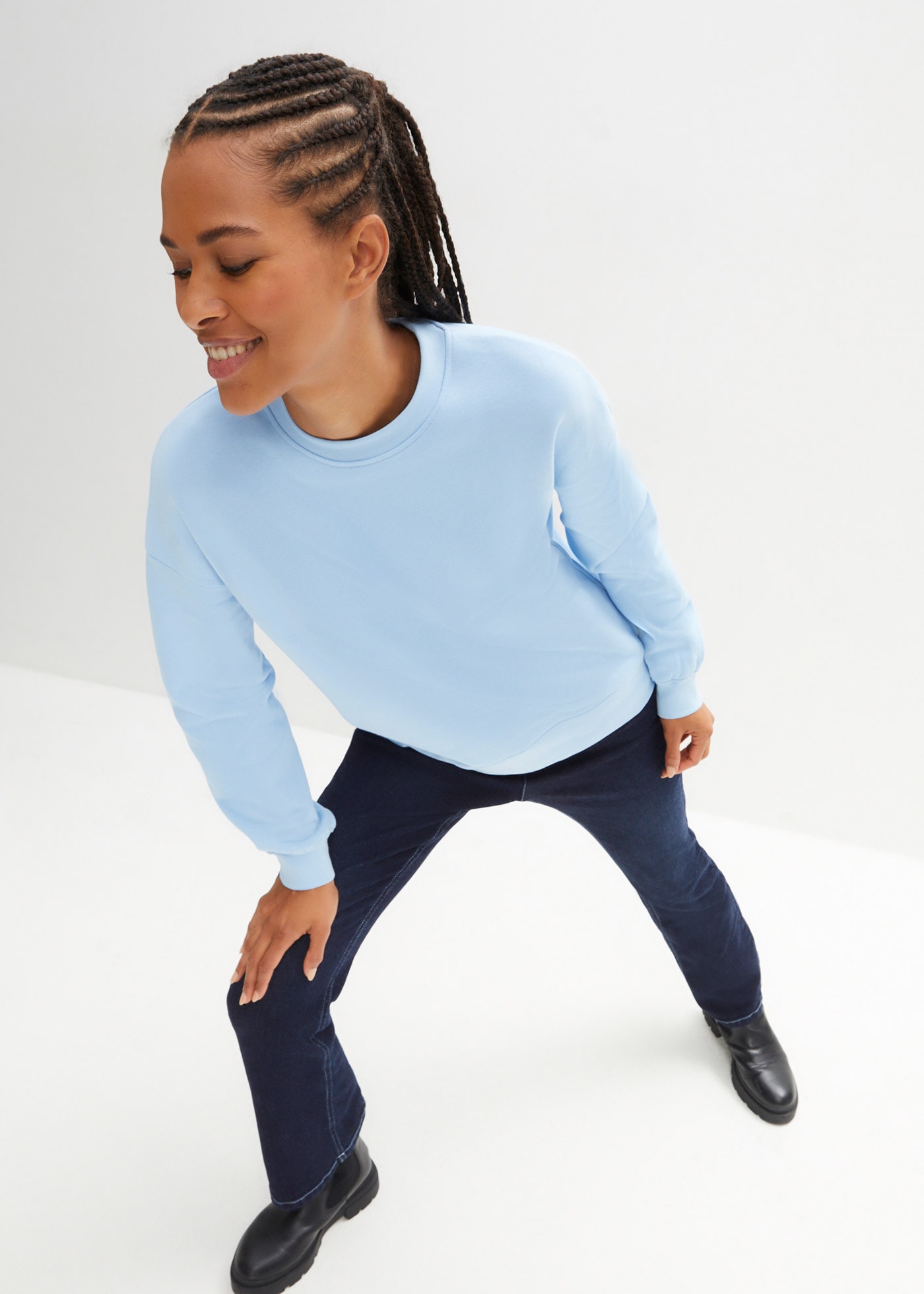 bonprix Sweatshirt , Oversize-Passform, aus reiner Baumwolle, elastische Bündchen
