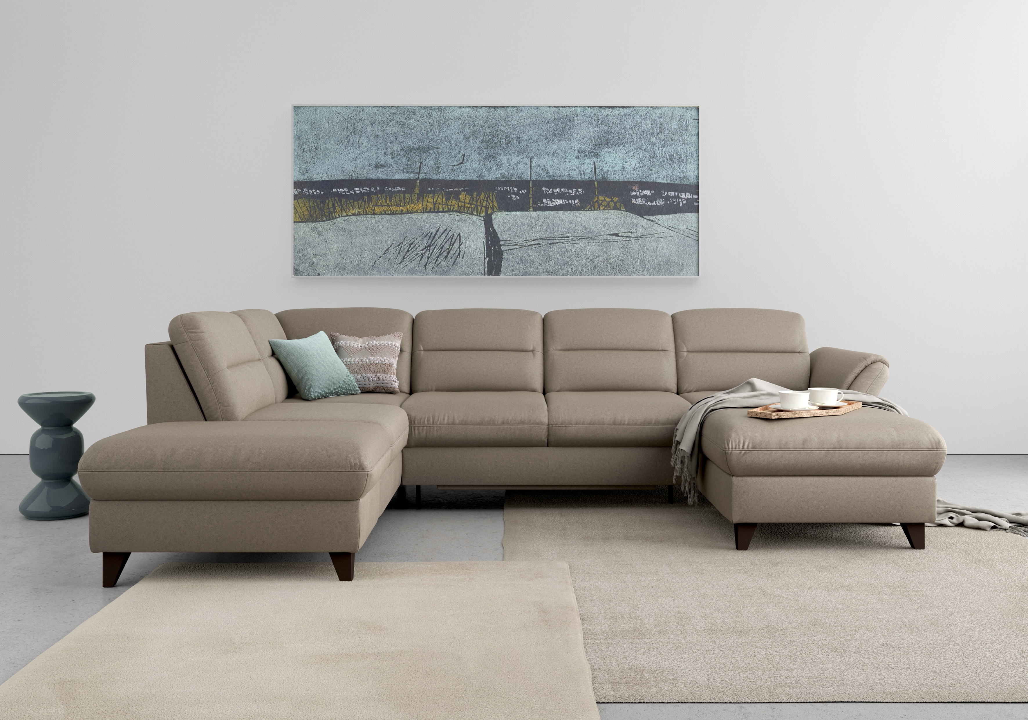 sit&more Wohnlandschaft "Mellum U-Form" Federkern, wahlweise mit Schlaffunktion, Stauraum und Armteilfunktion