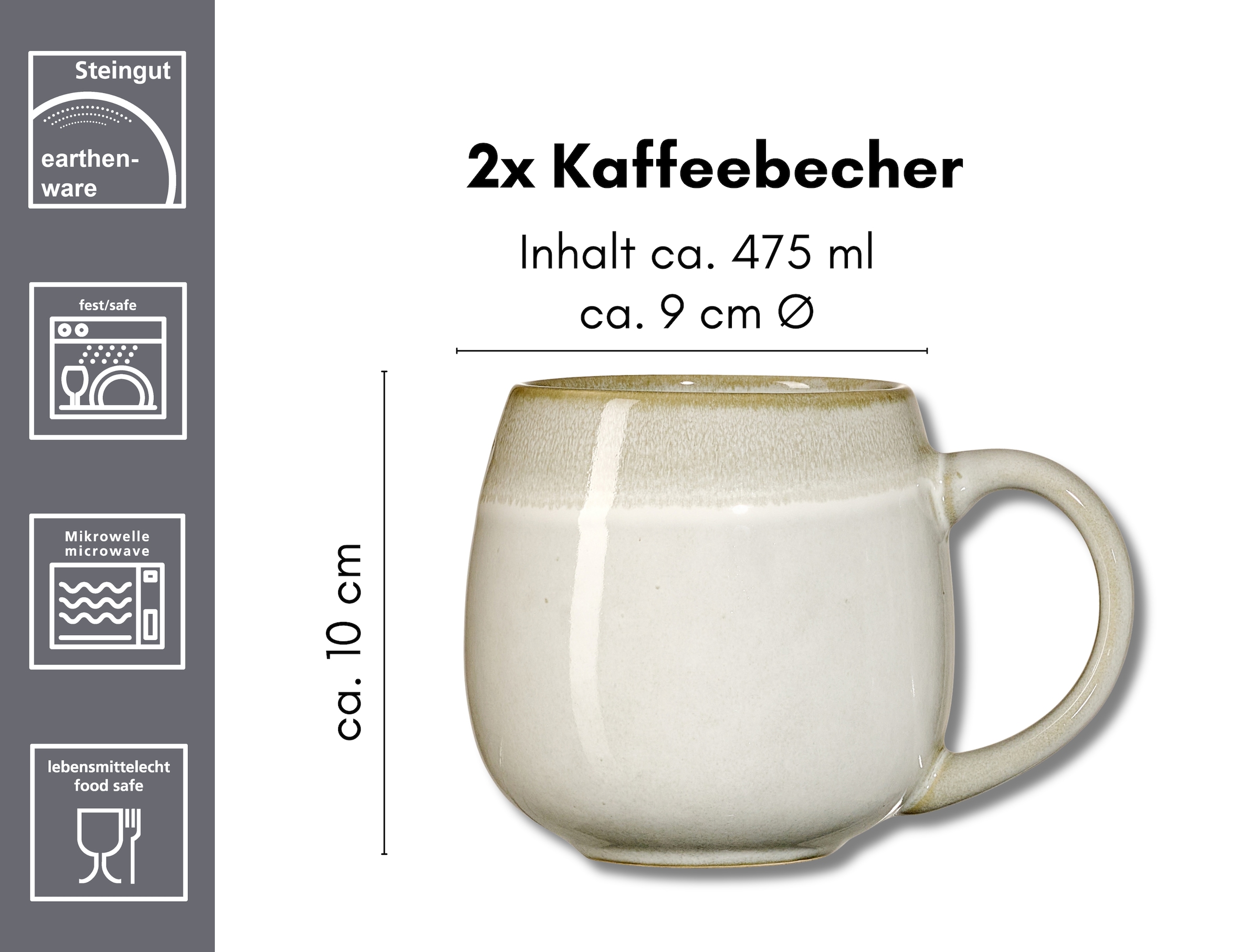 Ritzenhoff & Breker Becher »Hygge«, (Set, 2 tlg.), 2-teilig, Reaktivglasur, jedes Stück ein Unikat, 475 ml