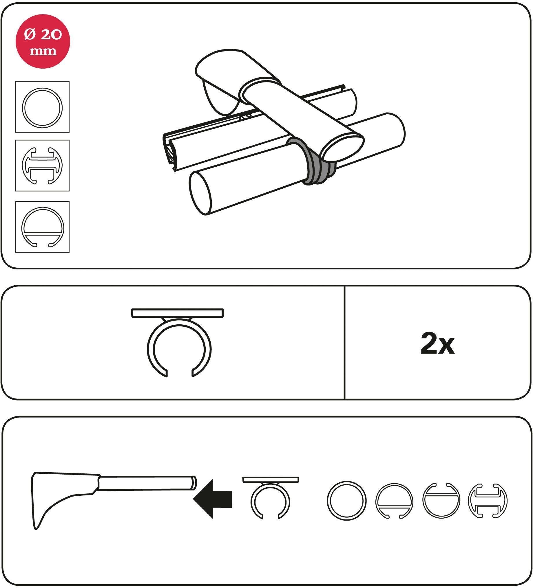 GARDINIA Verbinder »Ring-Adapter für Universalträger«, (2 St.), Serie Einzelprogramm Chicago Ø 20 mm