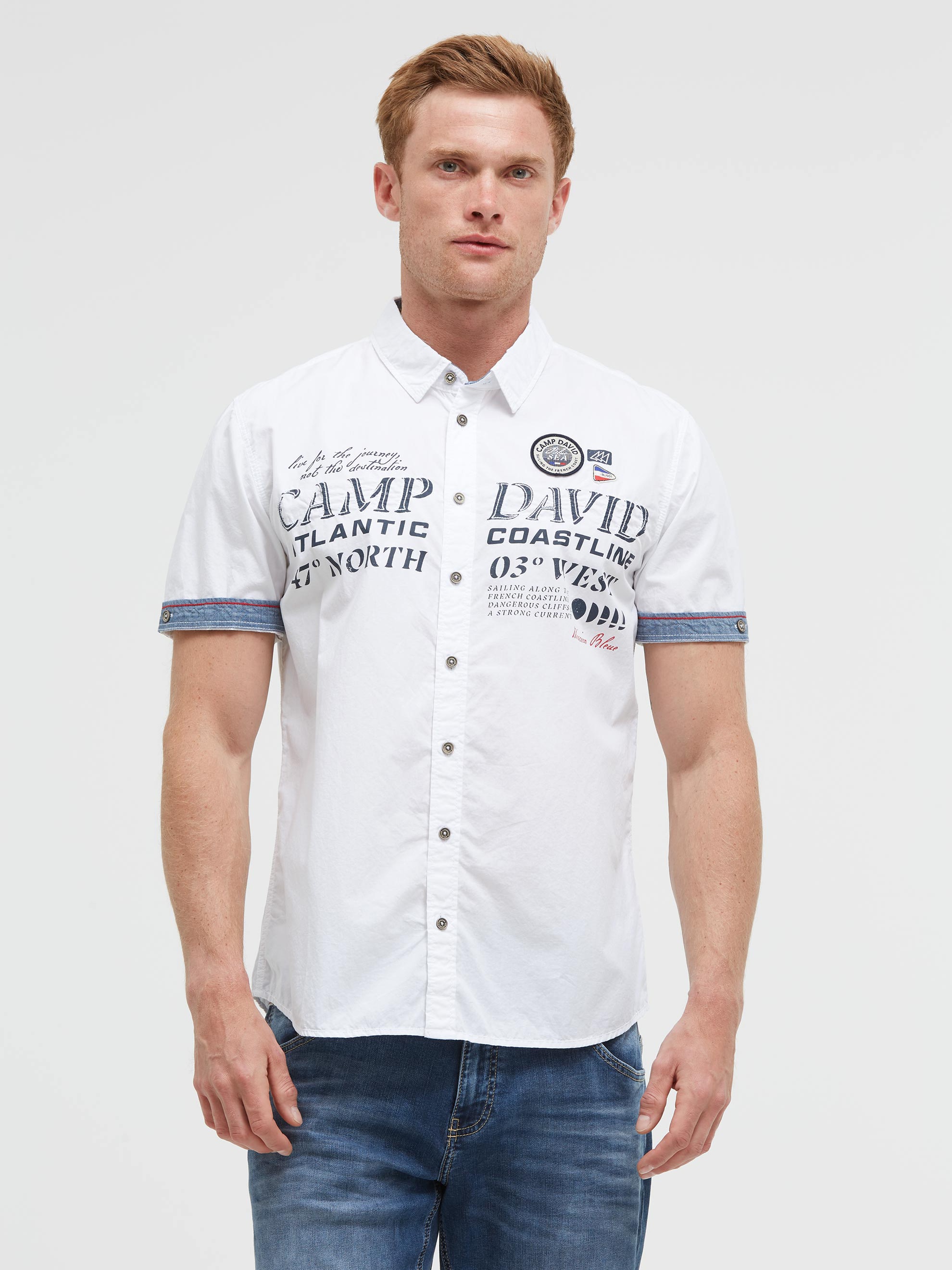 CAMP DAVID Kurzarmhemd mit Stickerei
