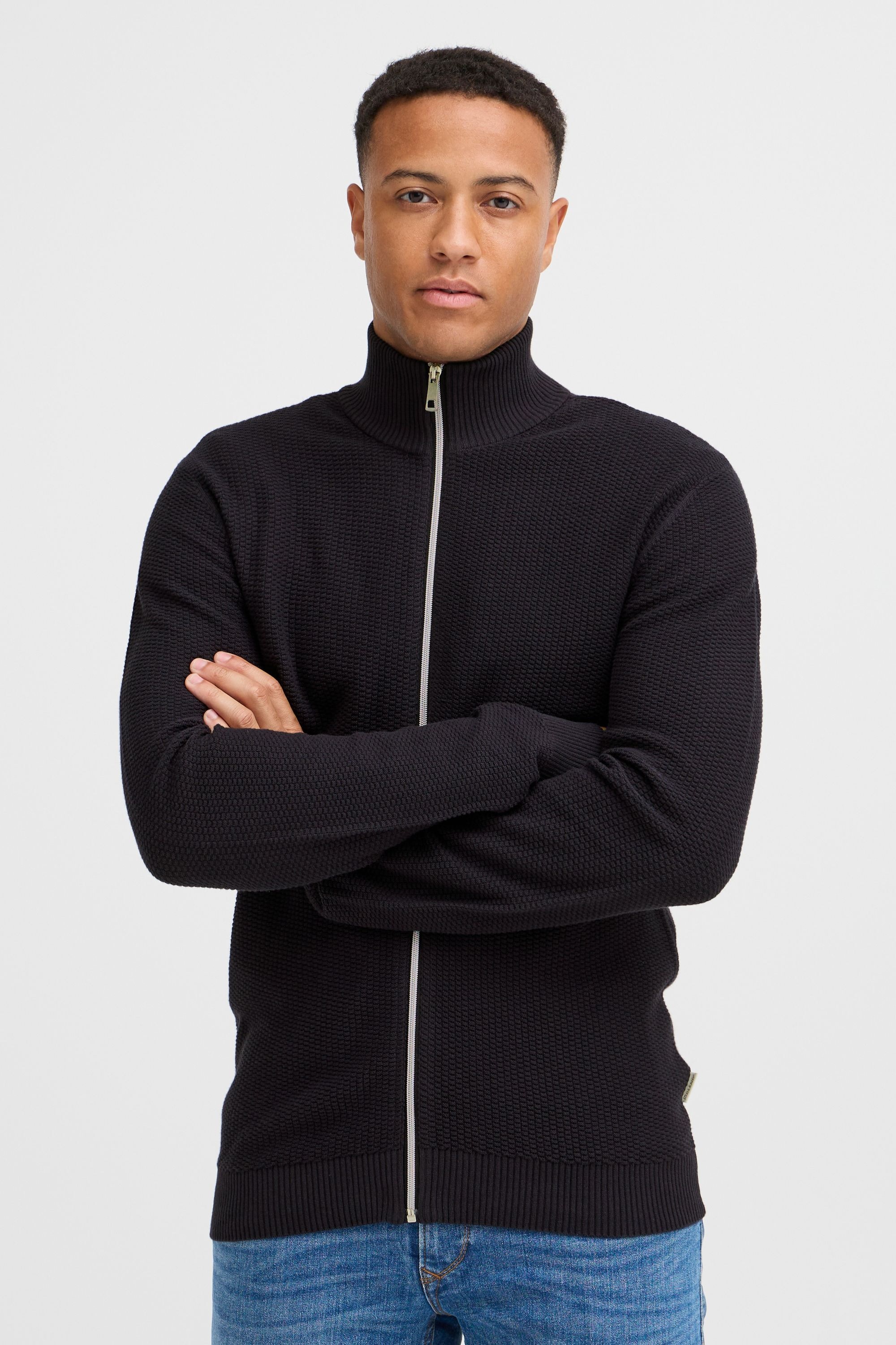 Strickjacke BLEND "Strickjacke BHMGOMAZ", Herren, Gr. M, schwarz, Feinstrick, Obermaterial: 100% Baumwolle CO., unifarben, Basic, normal, Strickjacken Strickjacke 5