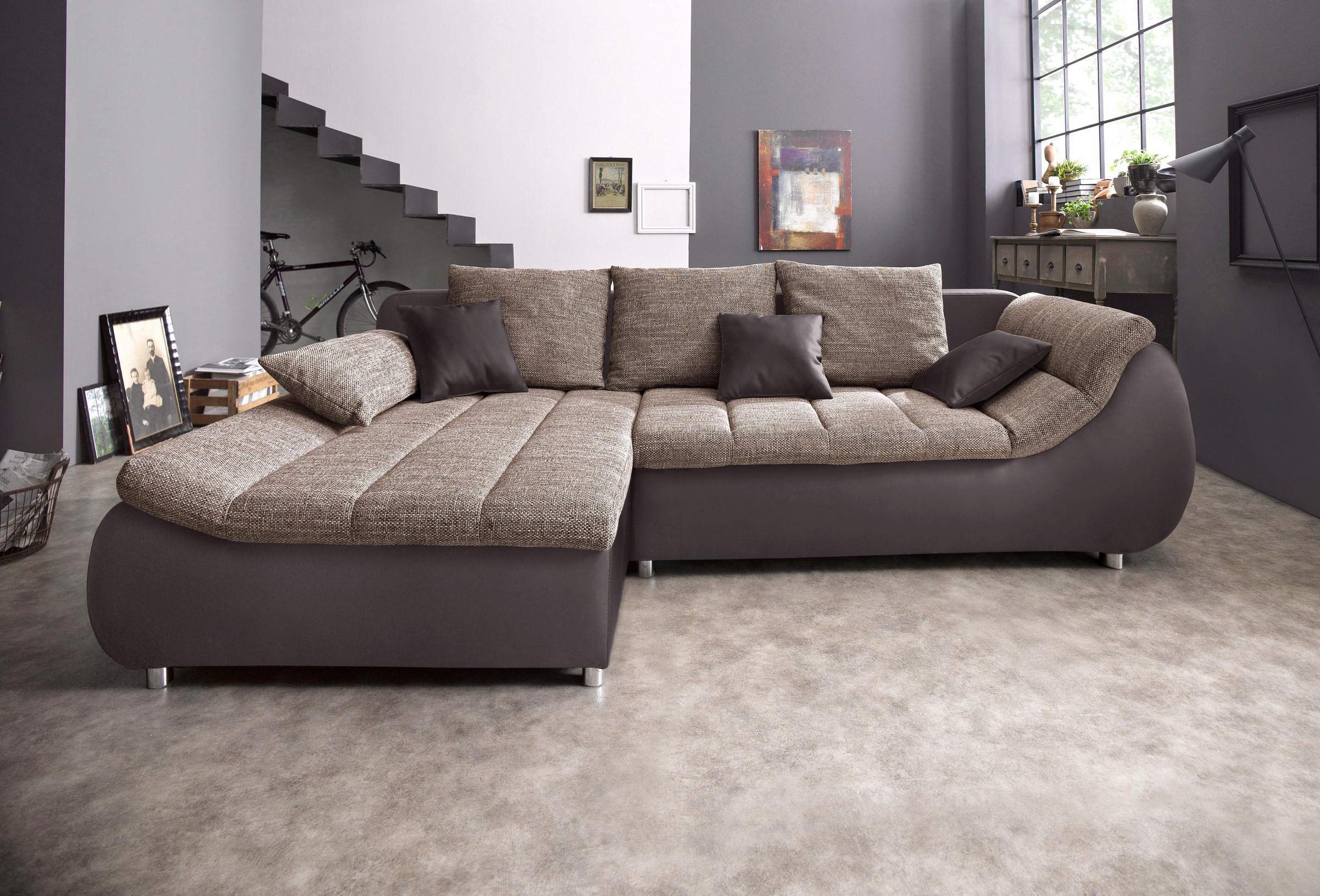 Home affaire Ecksofa "Imola, bequem, aktuelle Steppung im Sitz, L-Form, Bre günstig online kaufen