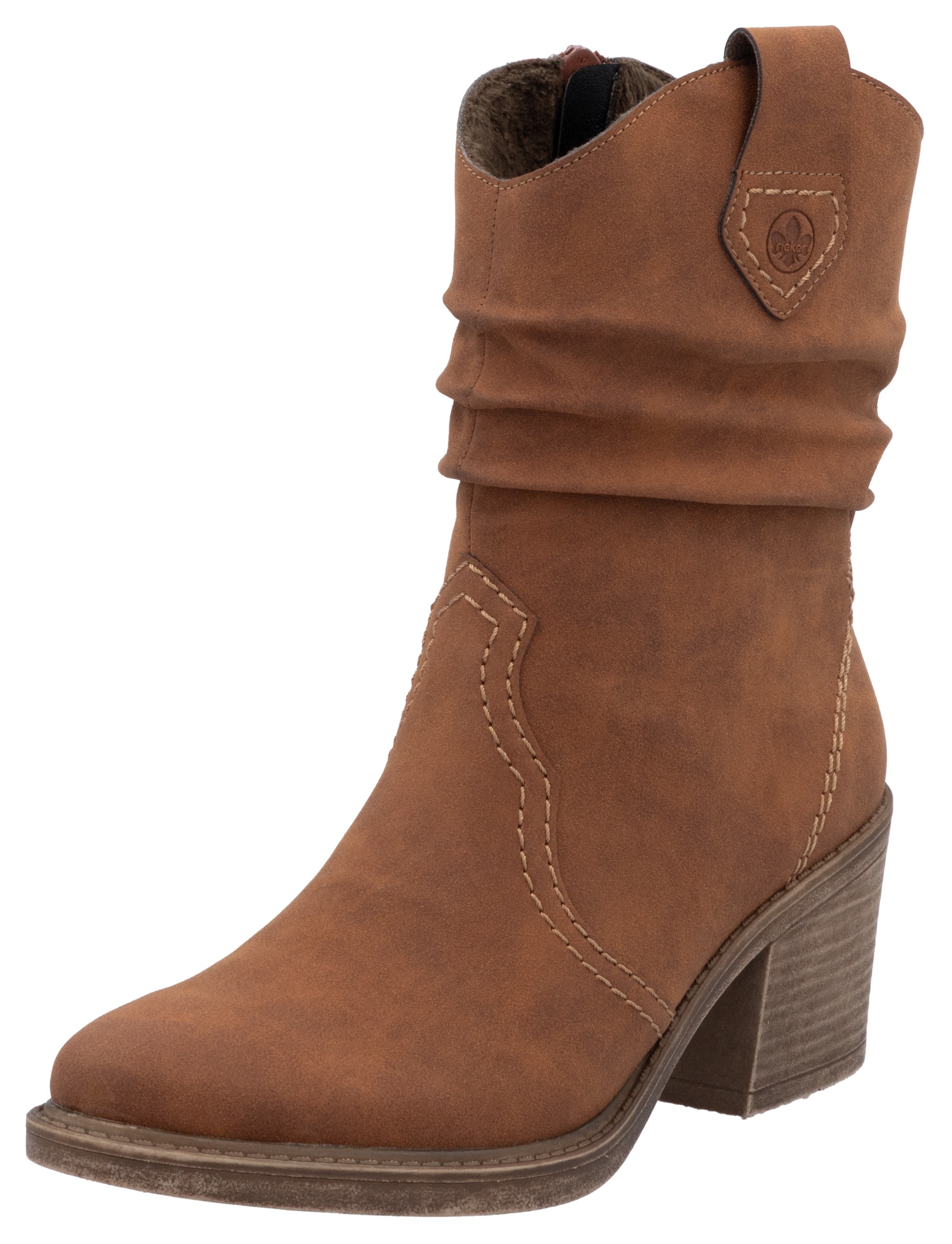 Westernstiefelette, Cowboystiefelette, Boots, Blockabsatz, mit gerafftem slouchy Schaft