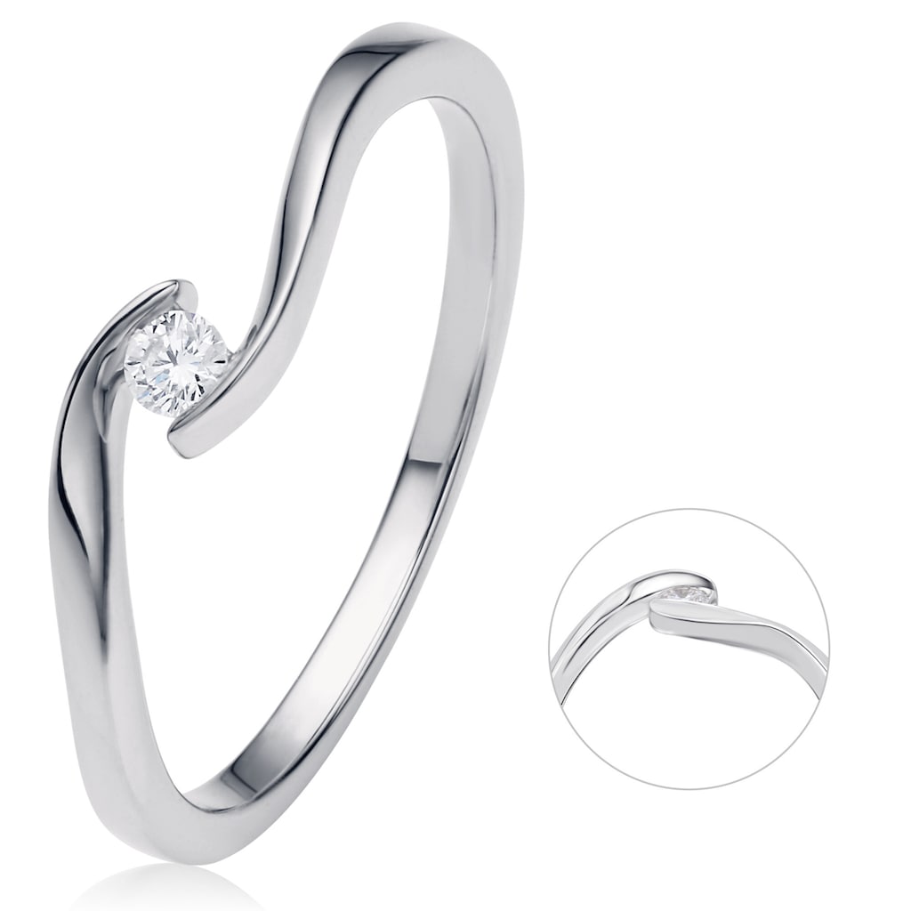 ONE ELEMENT Diamantring »0,05 ct Diamant Brillant Spannfassung Ring aus 585 Weißgold«, Damen Gold Schmuck Spannfassung