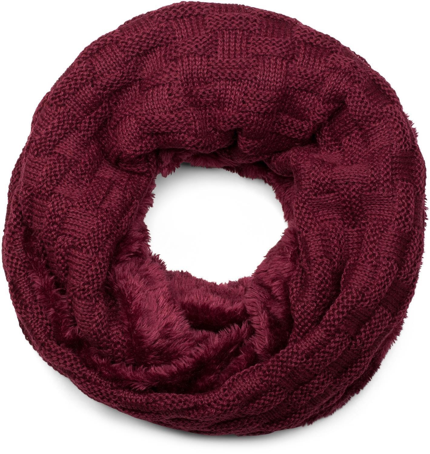 styleBREAKER Strickschal "Feinstrick Loop mit Flecht Muster und Teddyfleece" 1 Stk.