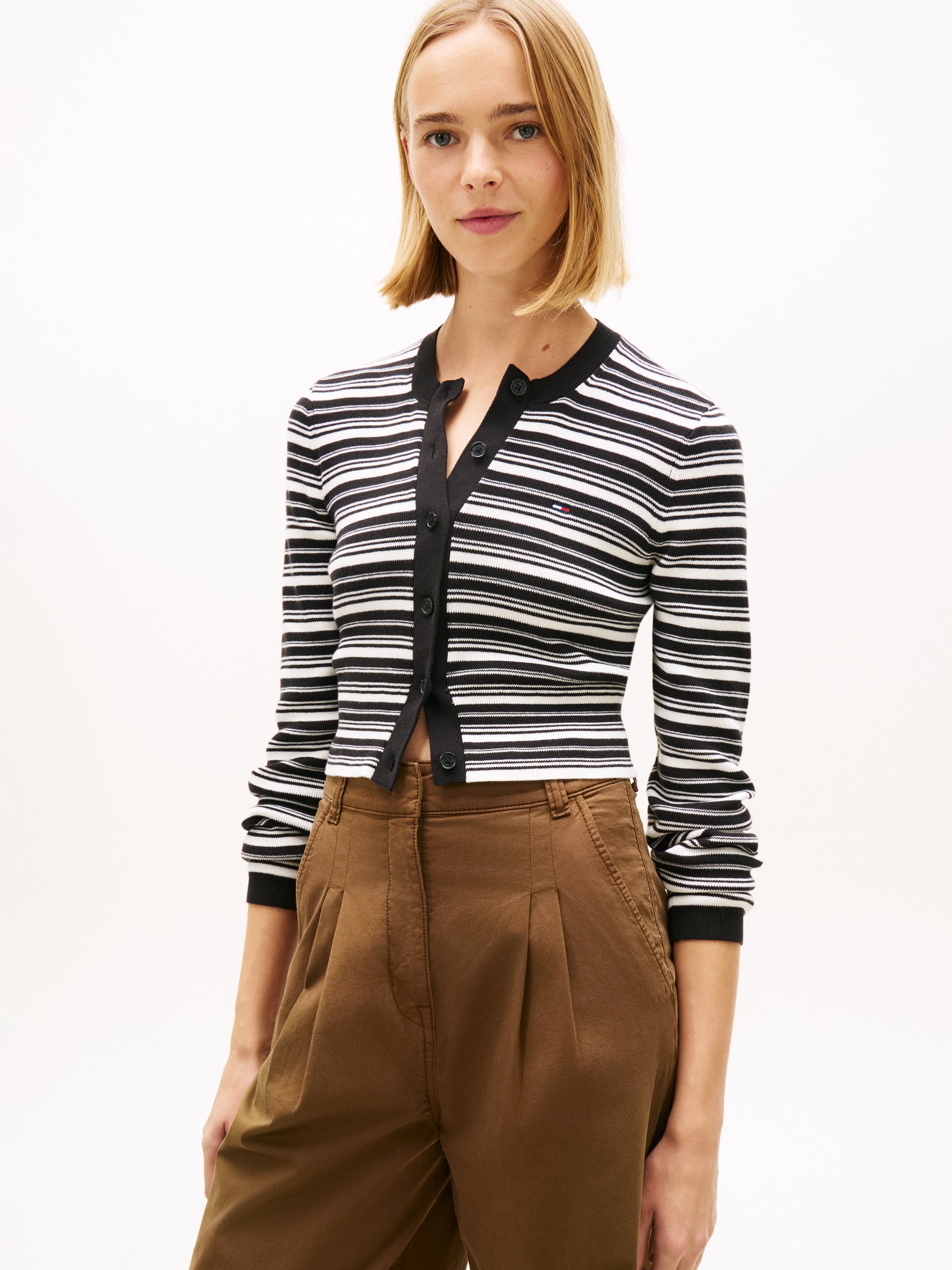 Tommy Jeans Strickjacke "TJW CREW NECK STRIPE CARDI EXT" reine Baumwolle, S günstig online kaufen