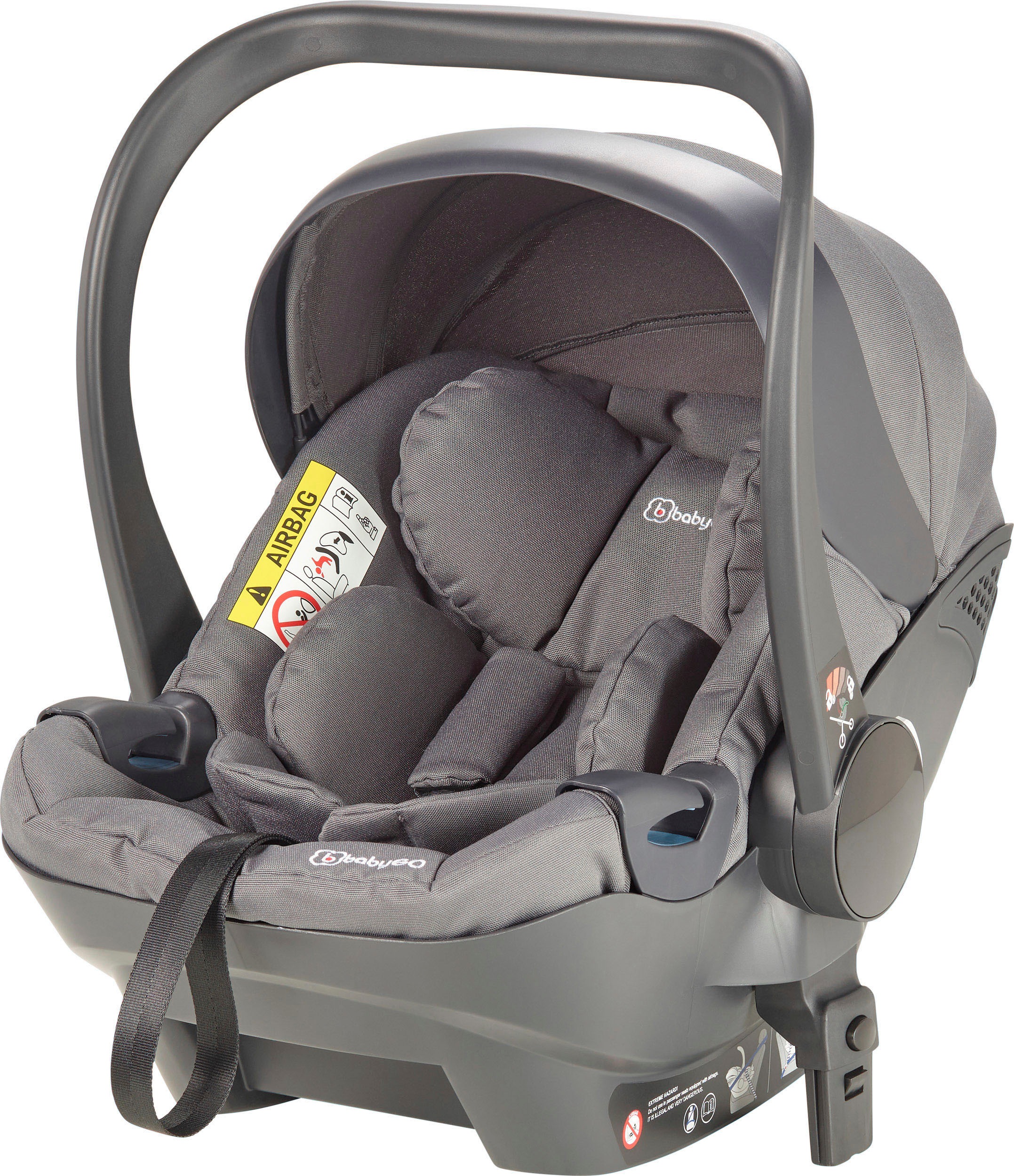 BabyGo Zwillings-Kombikinderwagen »Duo Mega Set, grau«, inkl. 2 Babyschalen mit Adapter, Wickeltasche u. 2 Regenhauben