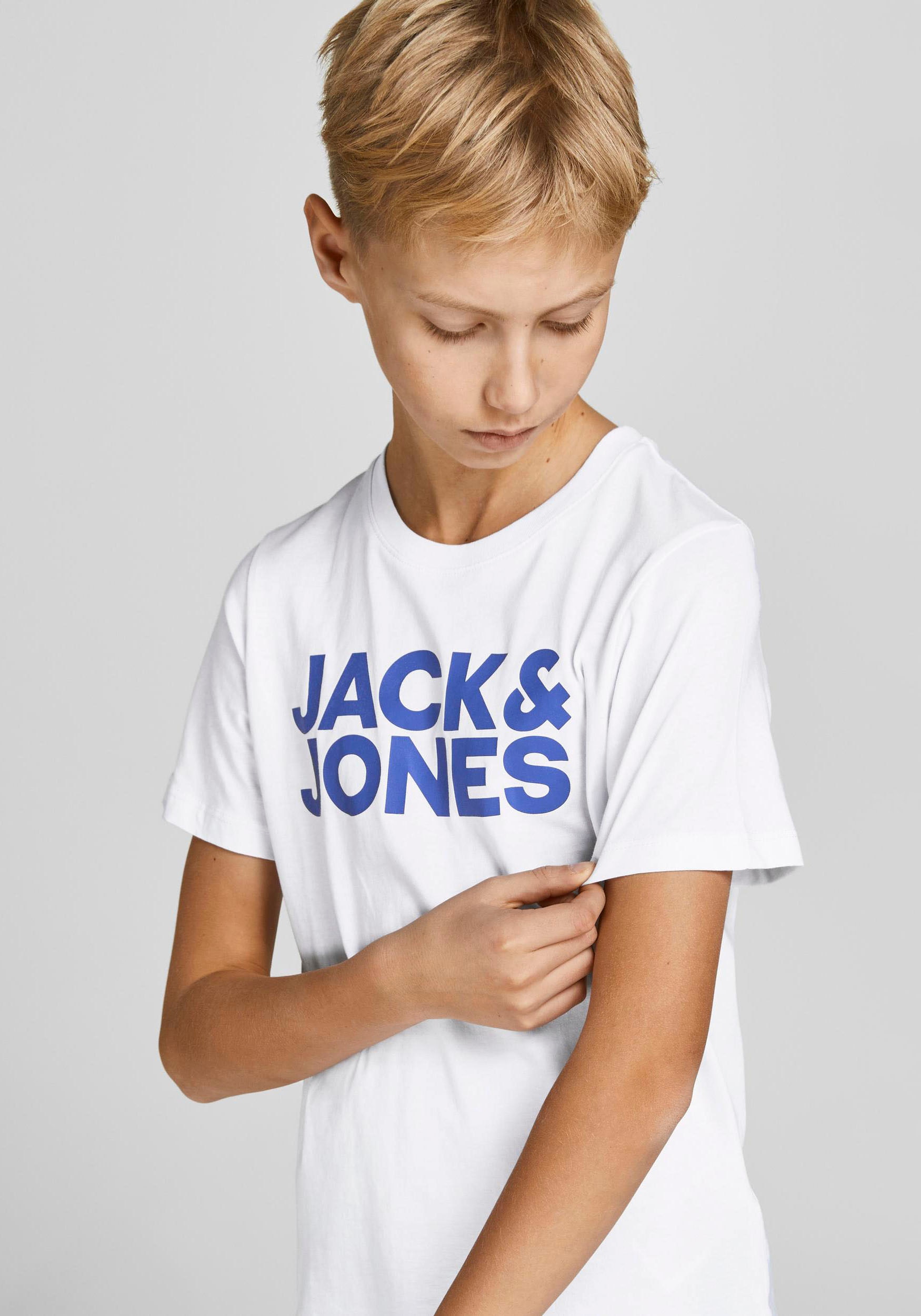 Jack & Jones Junior Rundhalsshirt »JJECORP LOGO TEE SS CREW NE 2PK NOOS JNR«, (Packung, 2 tlg.)
